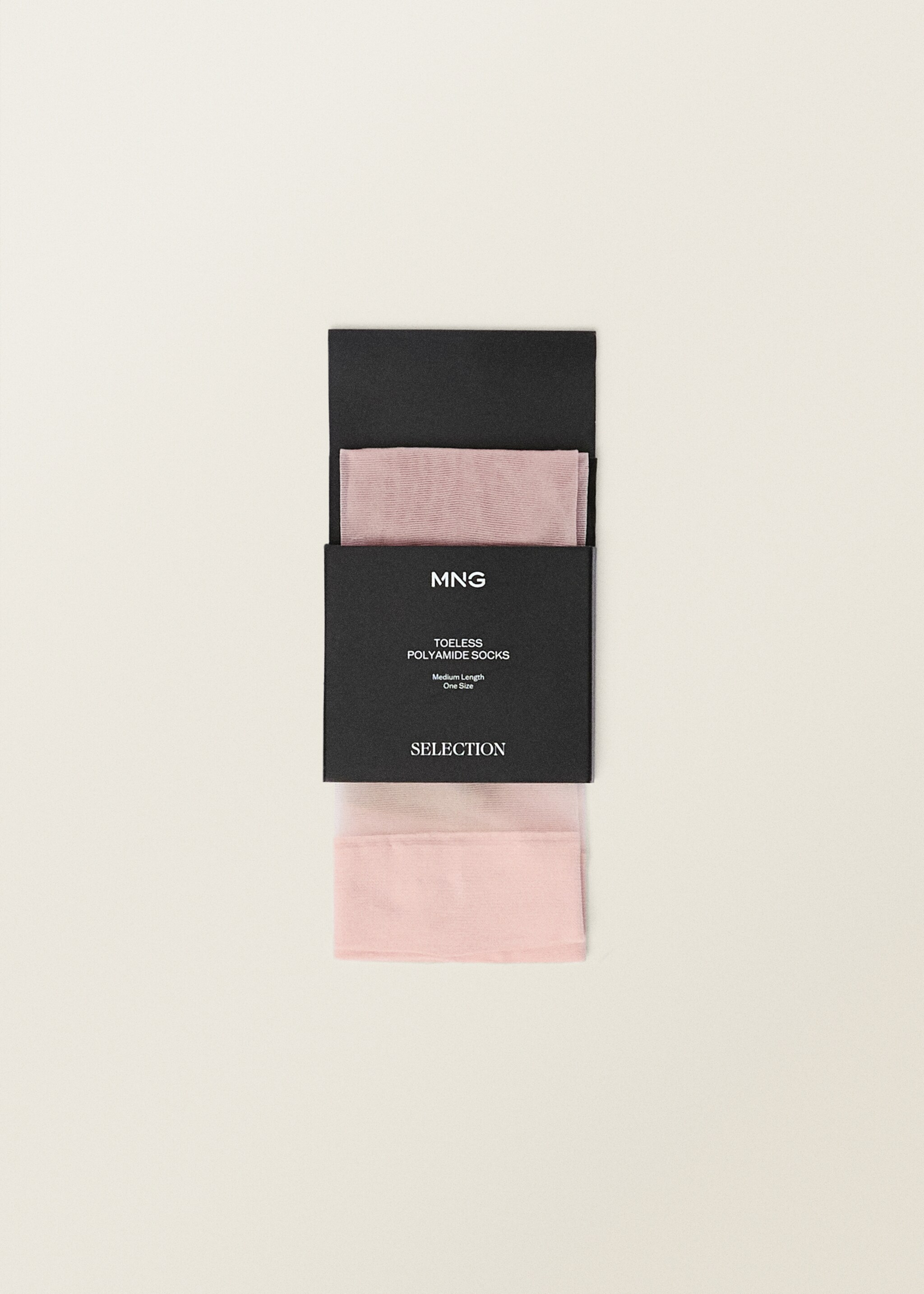 Thin veiled socks with opening - Details of the article 2, Light Pink. Ref: 87077710-00.