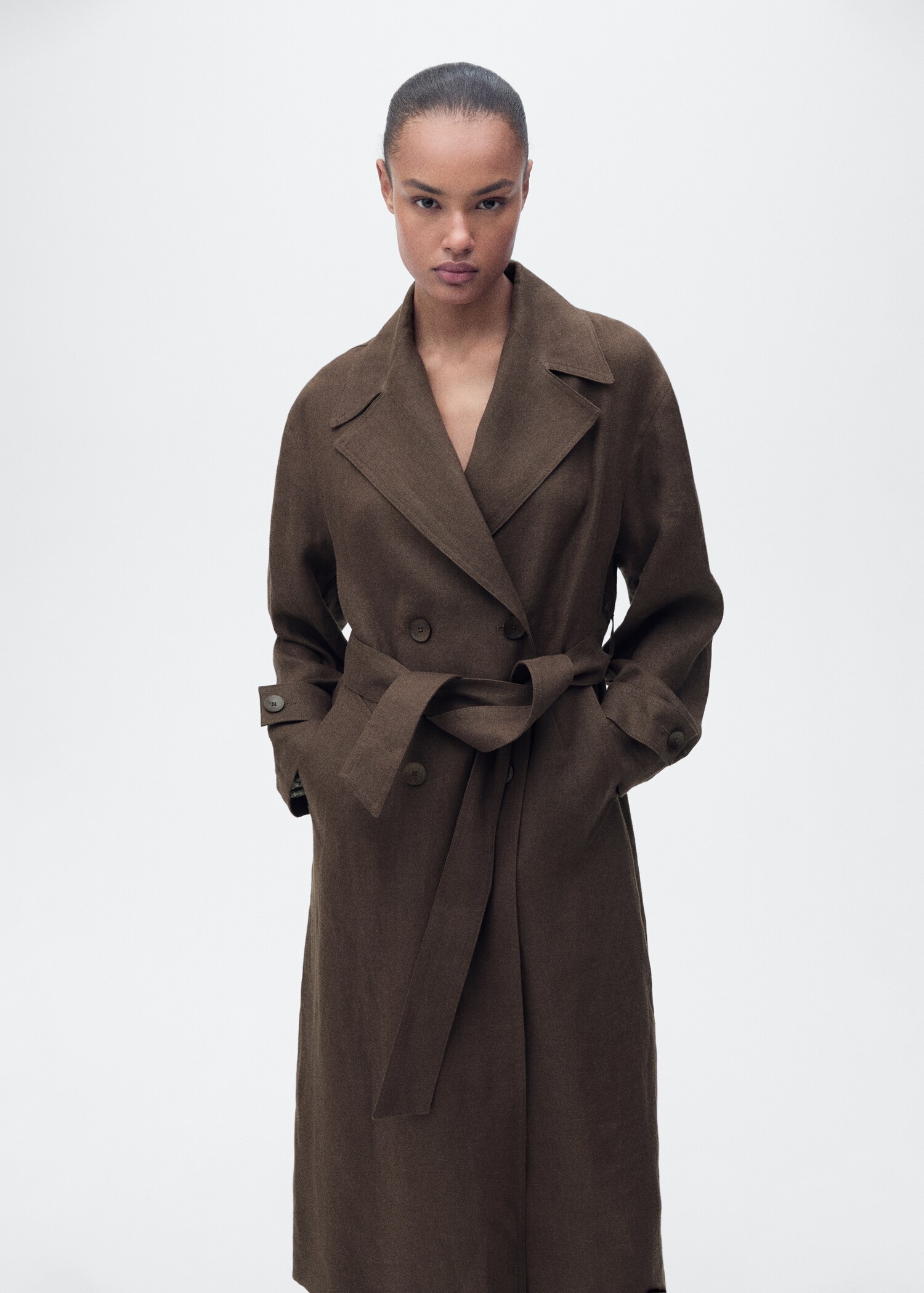 Double breasted linen trench - Medium plane