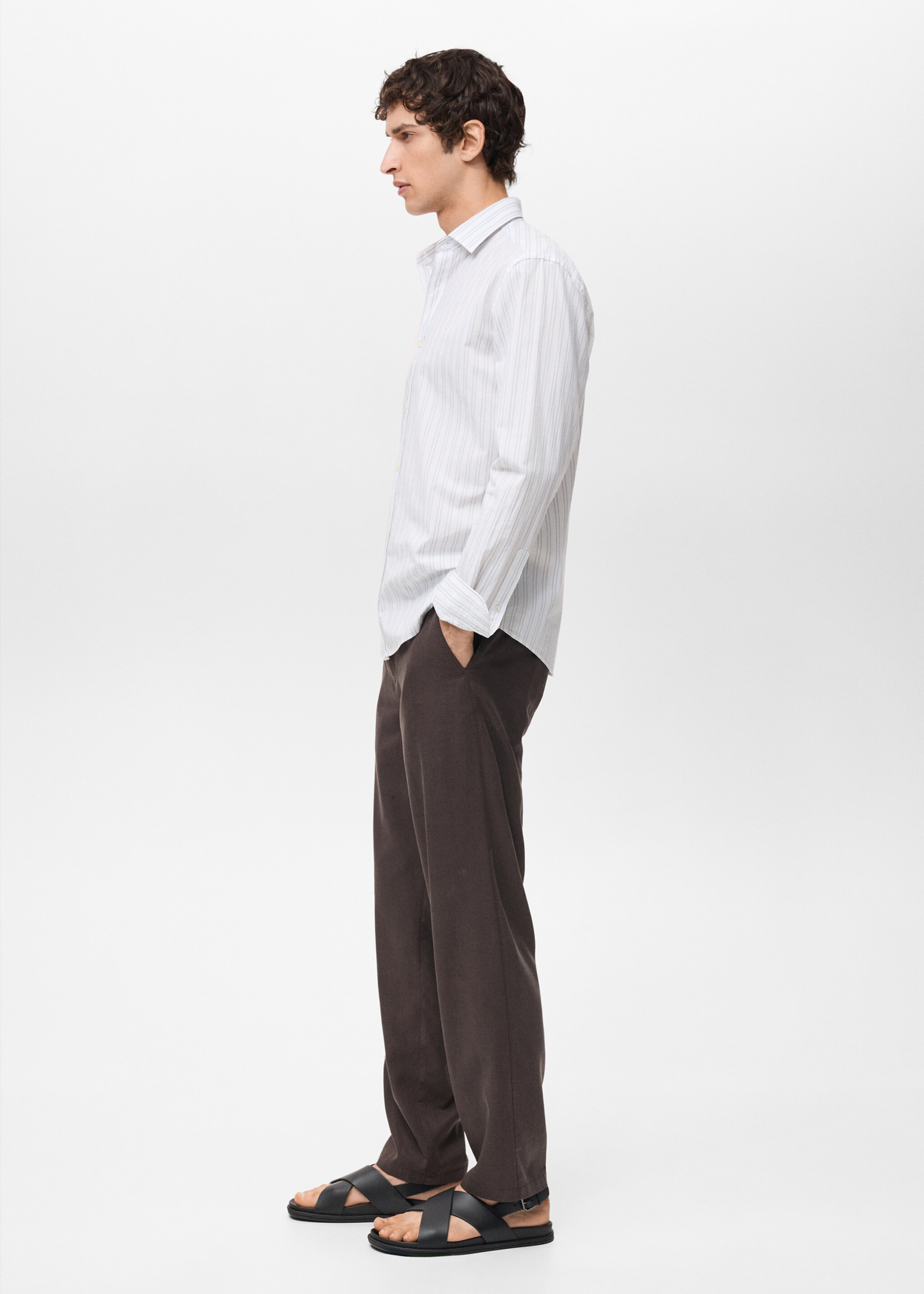 Regular fit prugasta košulja od 100 % pamuka - Detalji artikla 2, Bijela. Ref: 87077893-00.