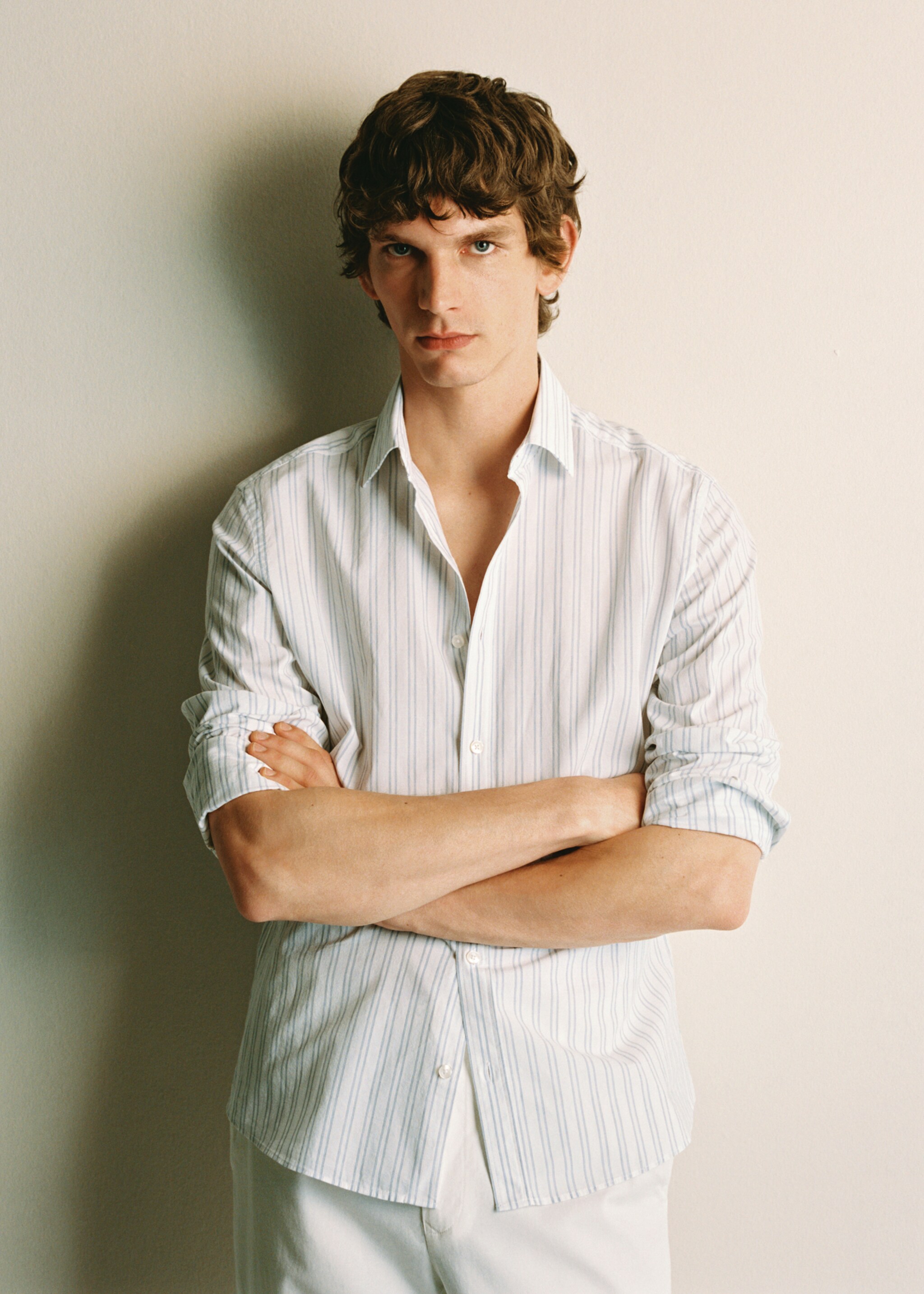 Regular fit prugasta košulja od 100 % pamuka - Detalji artikla 3, Bijela. Ref: 87077893-00.