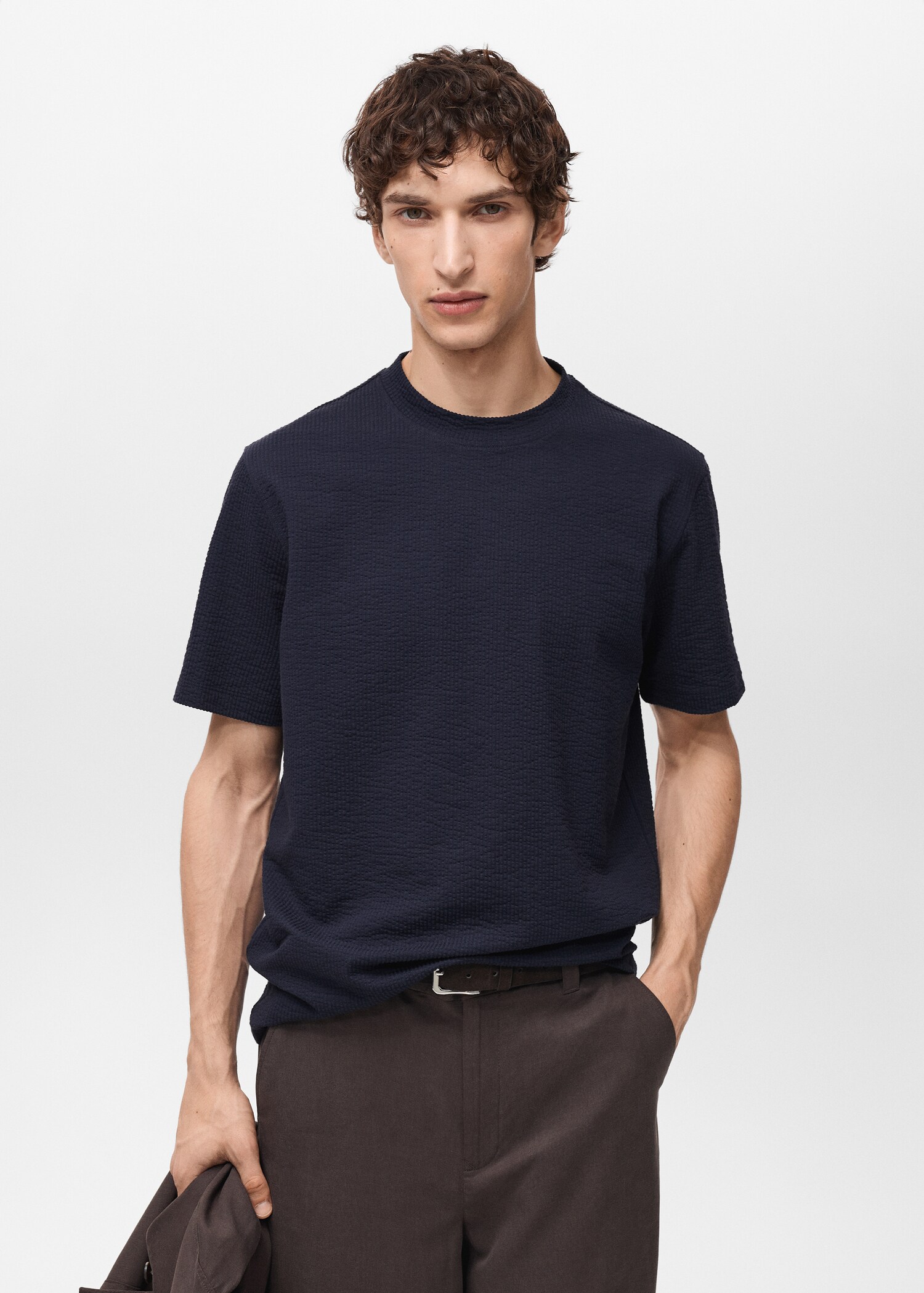 T-Shirt aus Seersucker-Baumwolle - Mittlere Ansicht