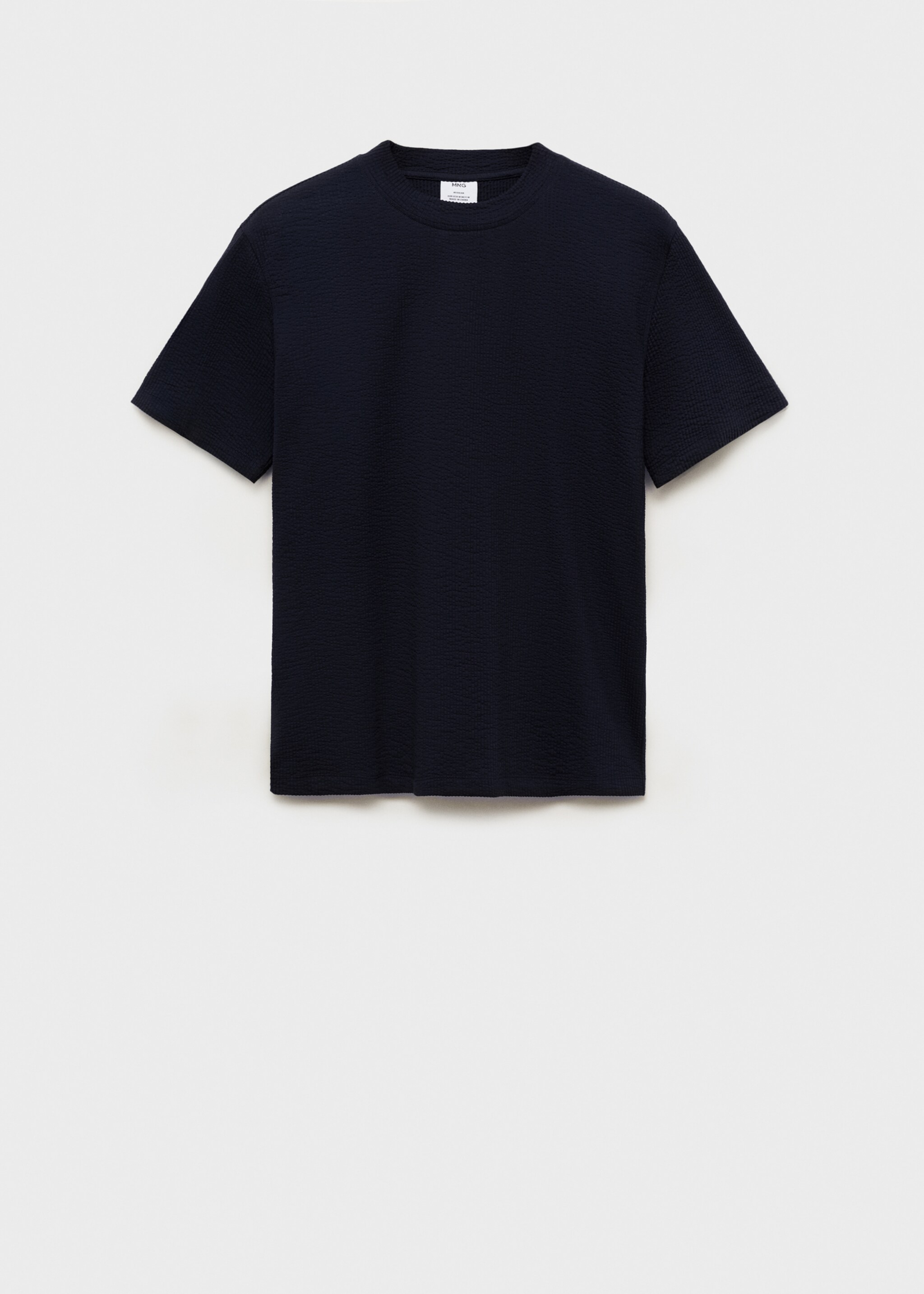 T-Shirt aus Seersucker-Baumwolle - Artikel ohne Model, Dunkles Marineblau. Ref: 87077894-00.