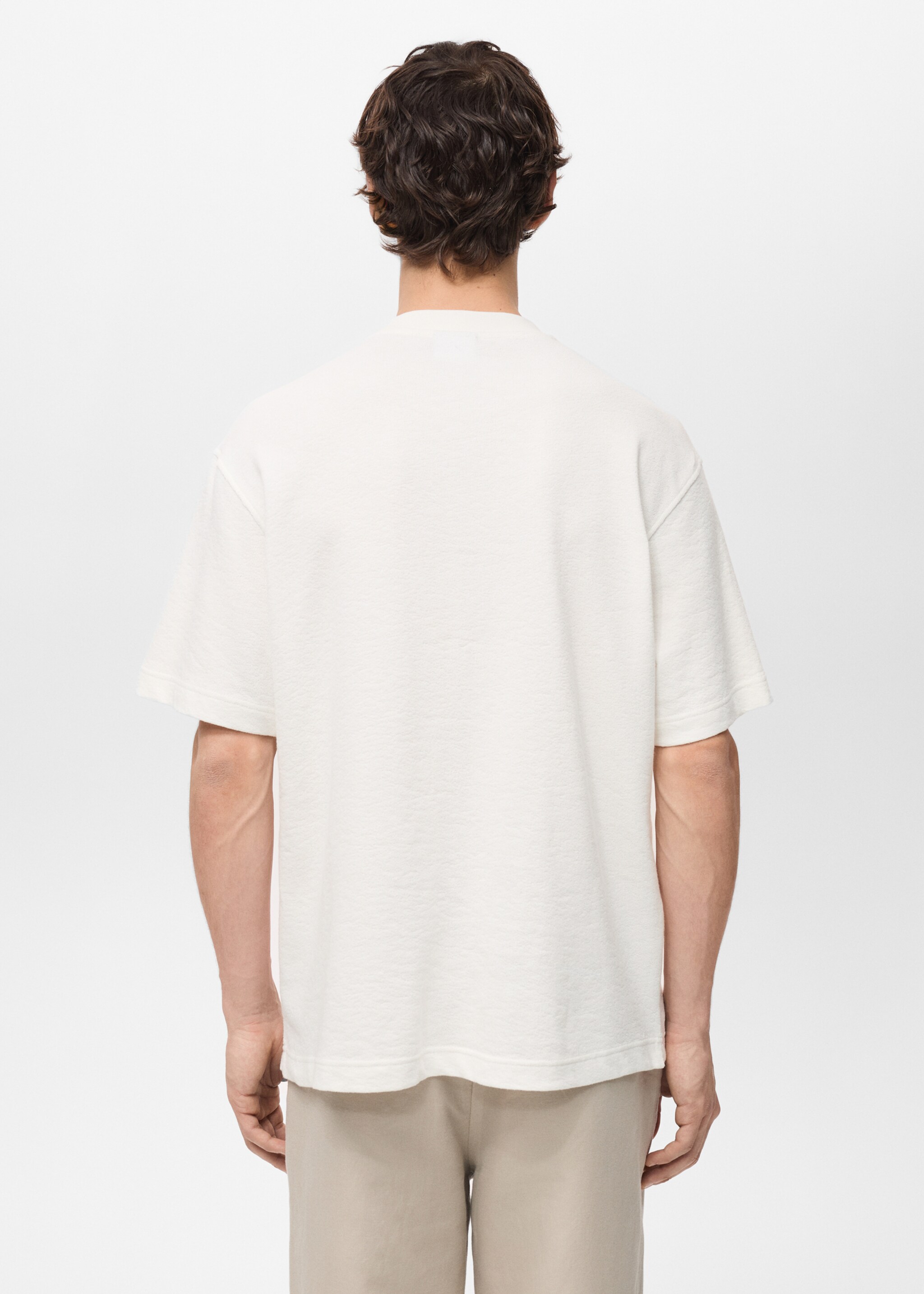 Structured relaxed-fit t-shirt - Reverse of the article, Ecru. Ref: 87077901-00.
