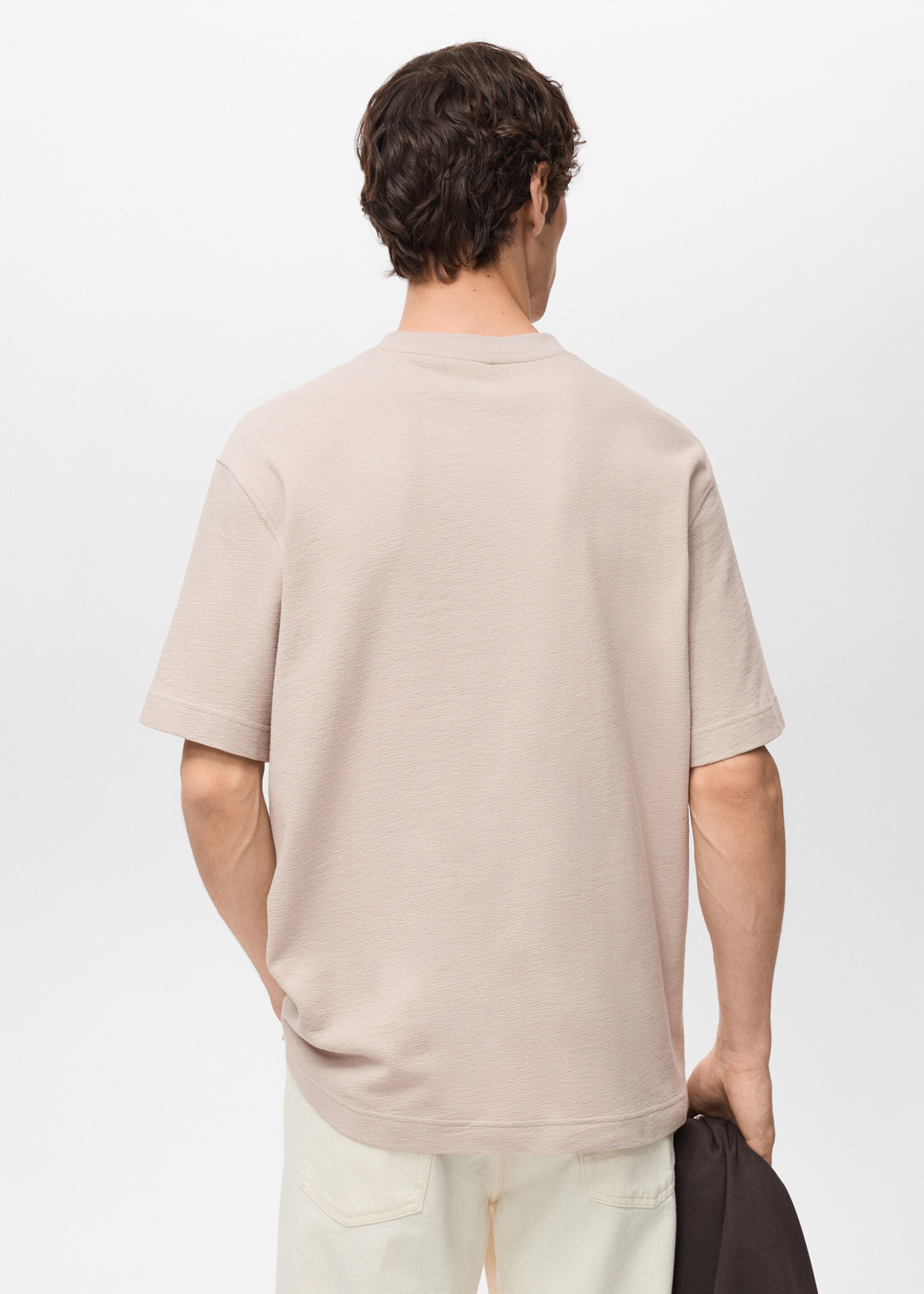 Structured relaxed-fit t-shirt - Reverse of the article, Beige. Ref: 87077901-00.