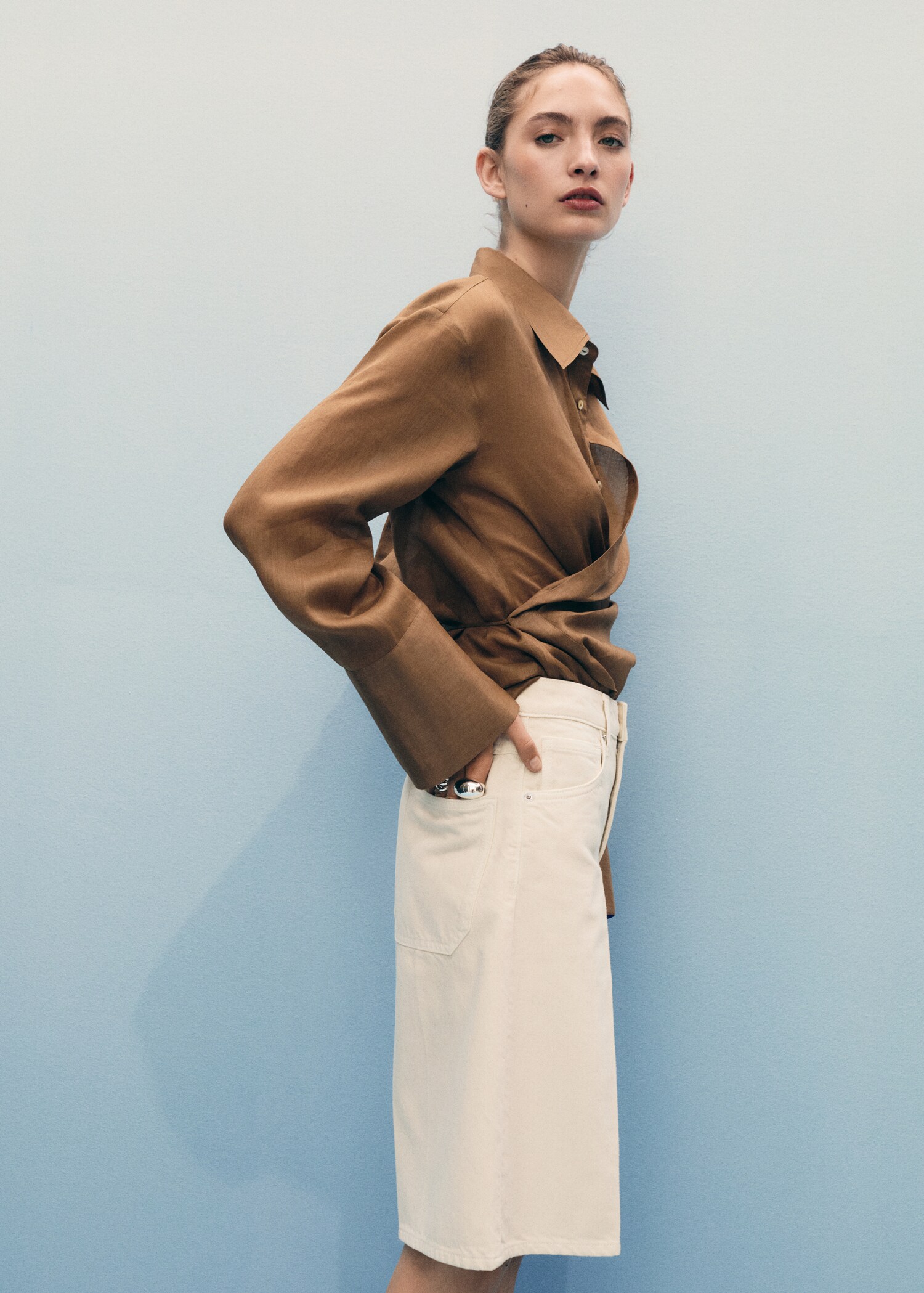 Bermudes jorts denim tir alt - Detall de l'article 1