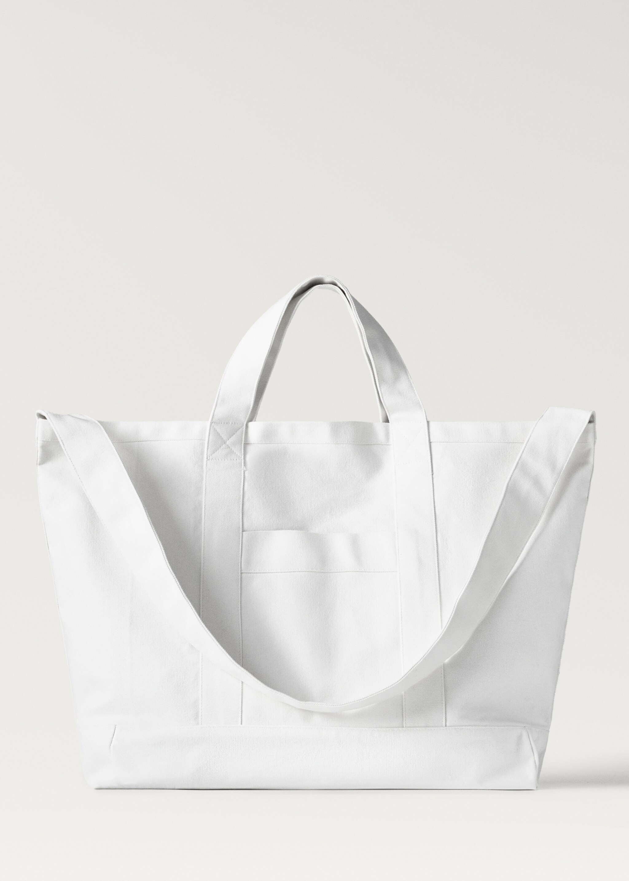 Plain cotton beach bag - Article without model, Off White. Ref: 87078647-00.