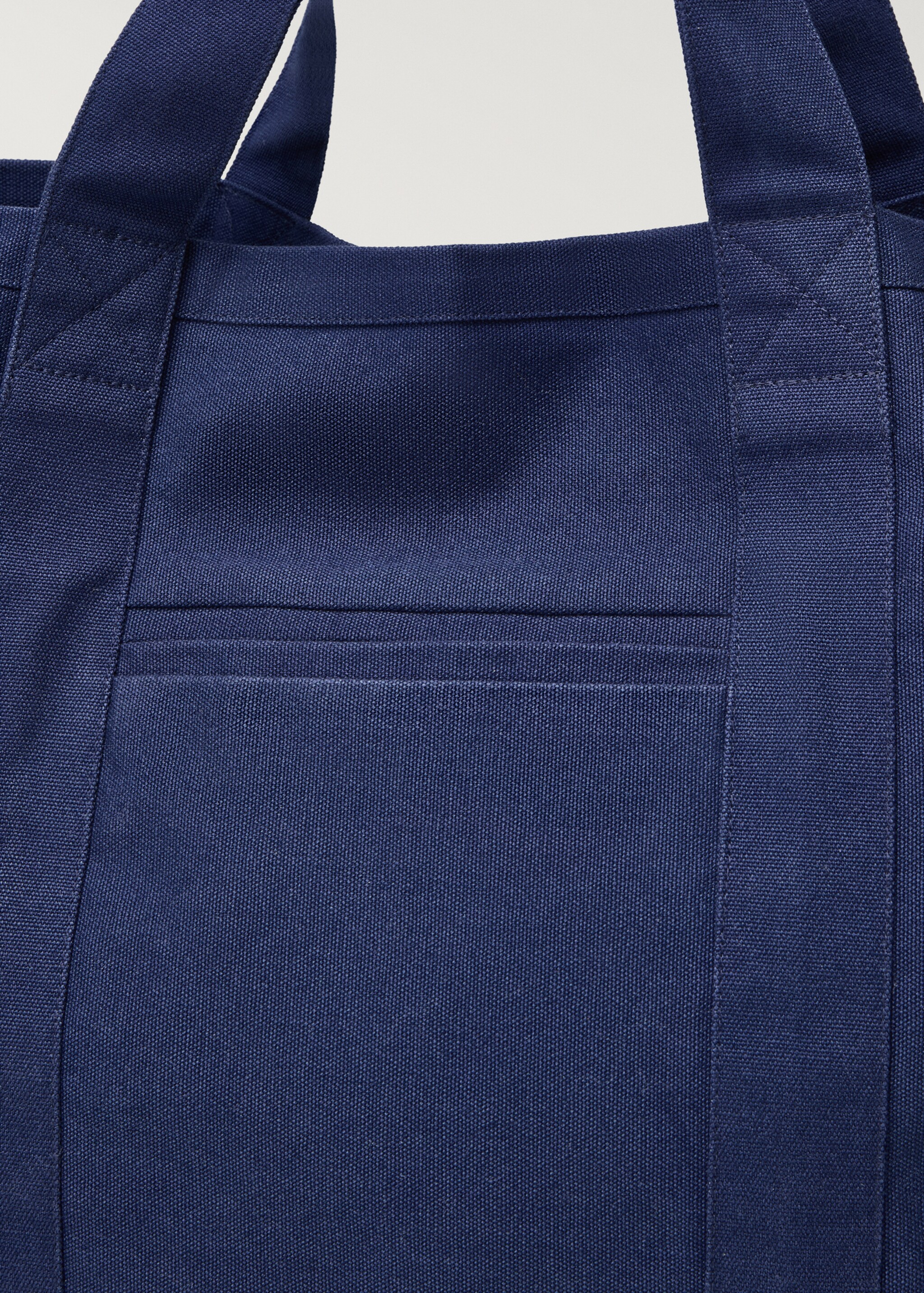 Plain cotton beach bag - Details of the article 2, Navy. Ref: 87078647-00.