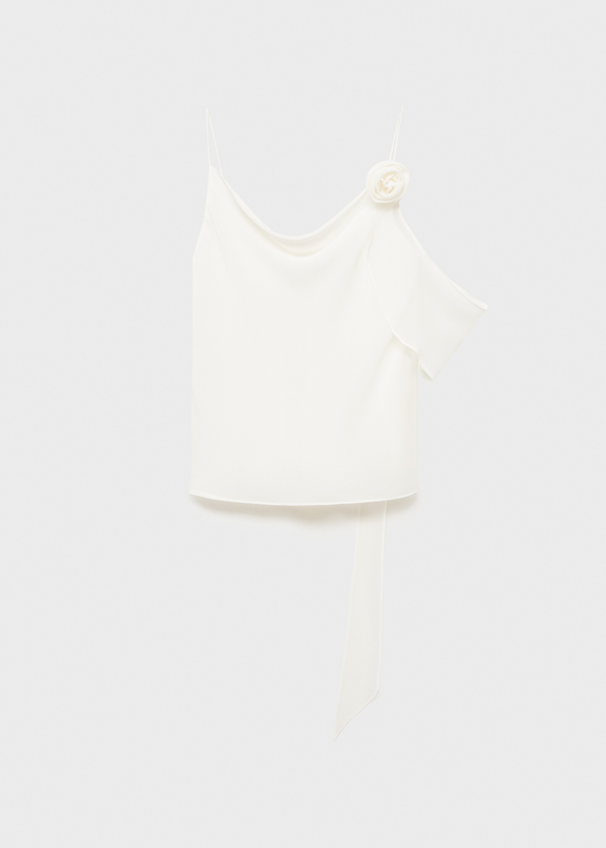 Top drapat cu detaliu de floare - Articol fără model, Alb-murdar. Ref: 87079066-00.