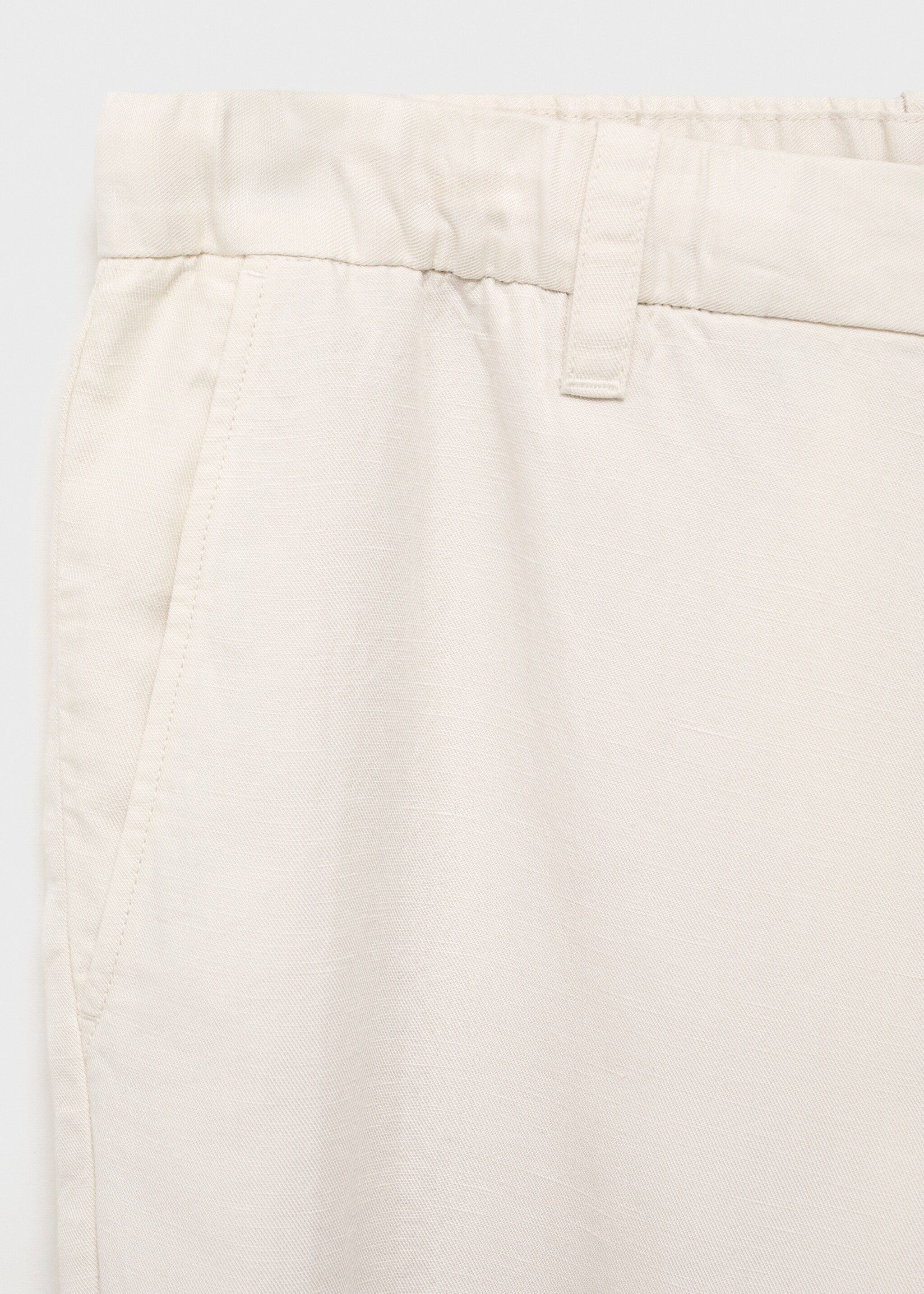 Pantalón mezcla lino cintura elástica - Detalle del artículo 0, Blanco marfil. Ref: 87079204-00.