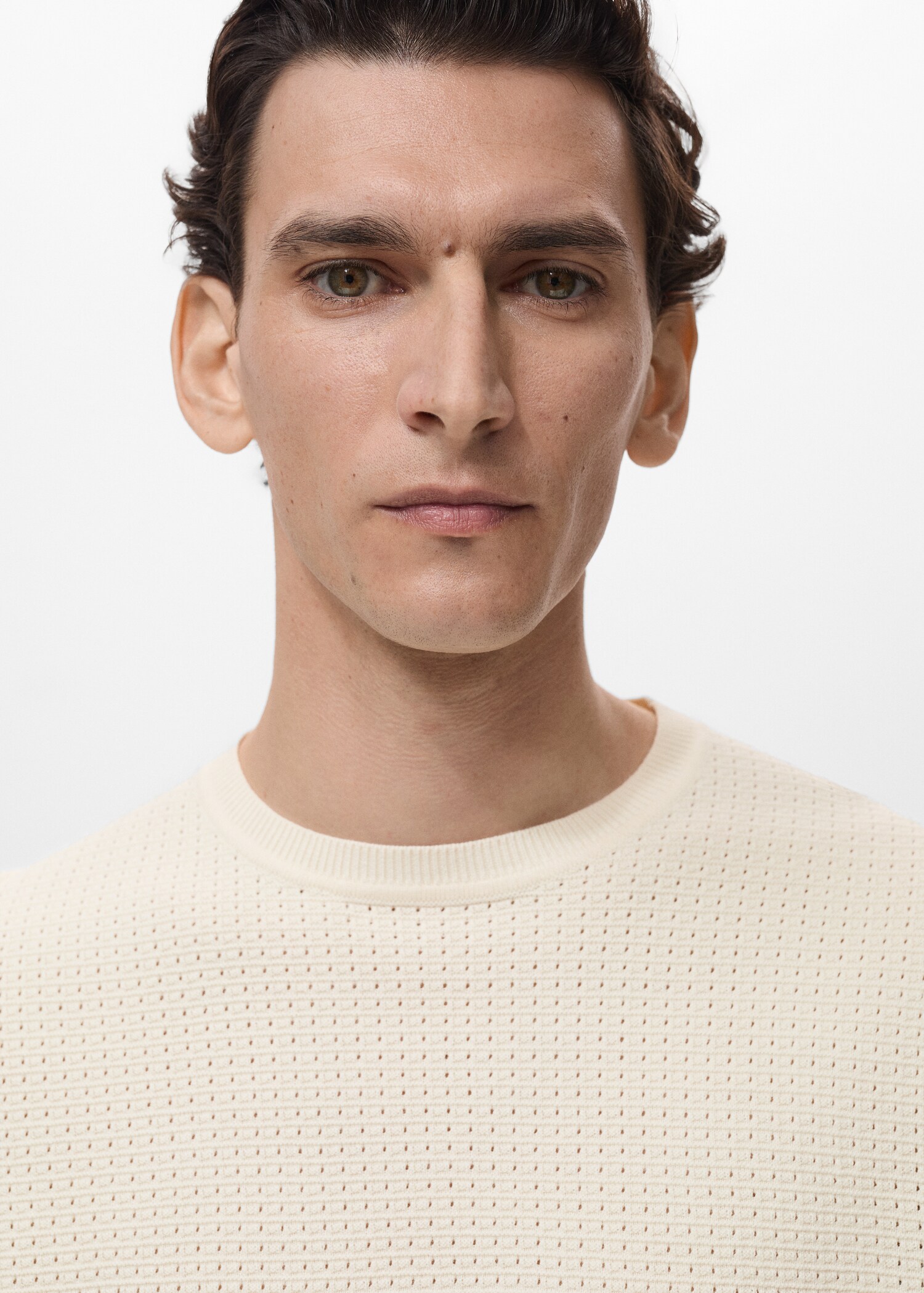 Openwork knitted cotton t-shirt - Details of the article 1