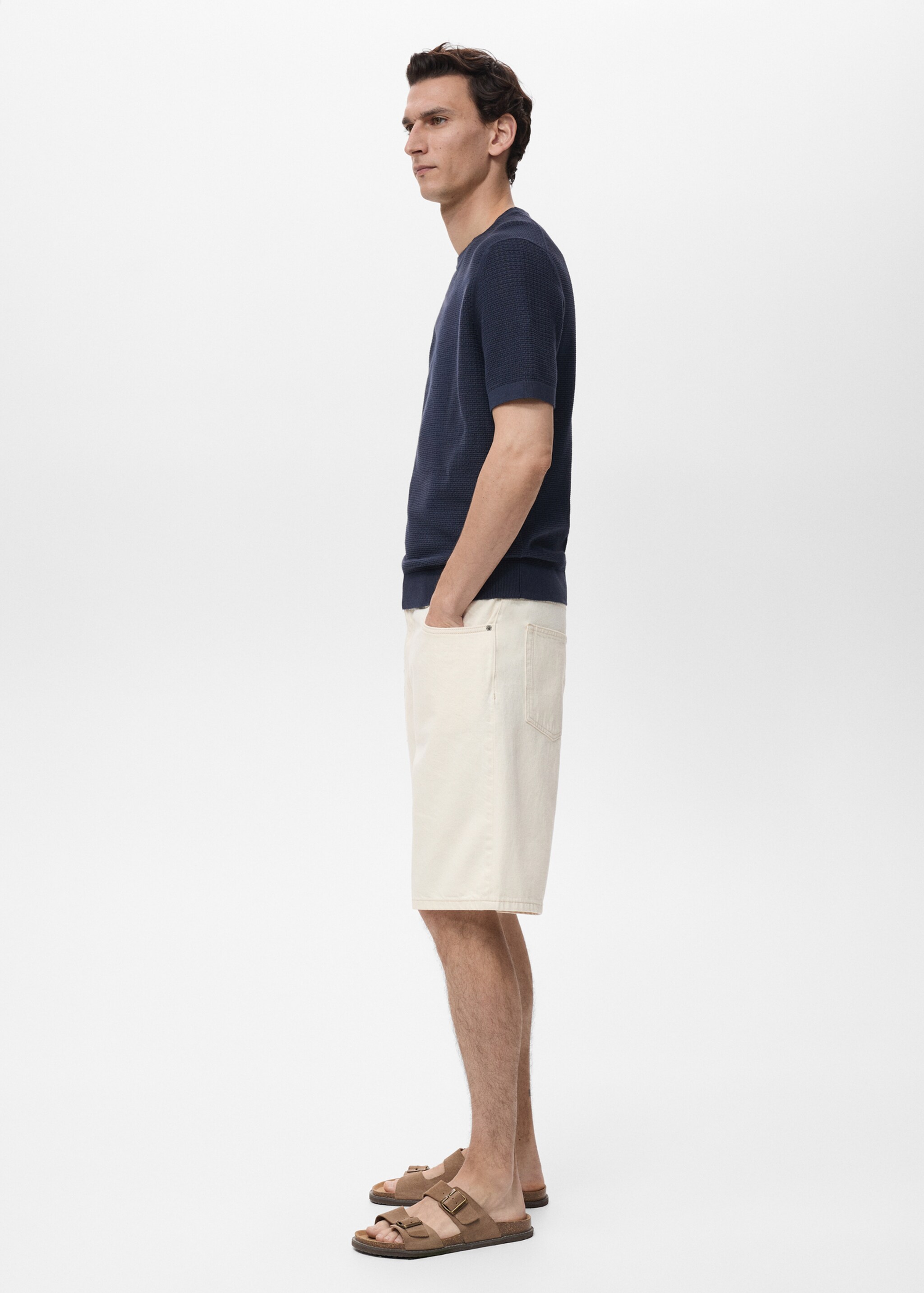 Samarreta cotó punt calat - Detall de l'article 2, Blau tinta. Ref: 87079211-00.