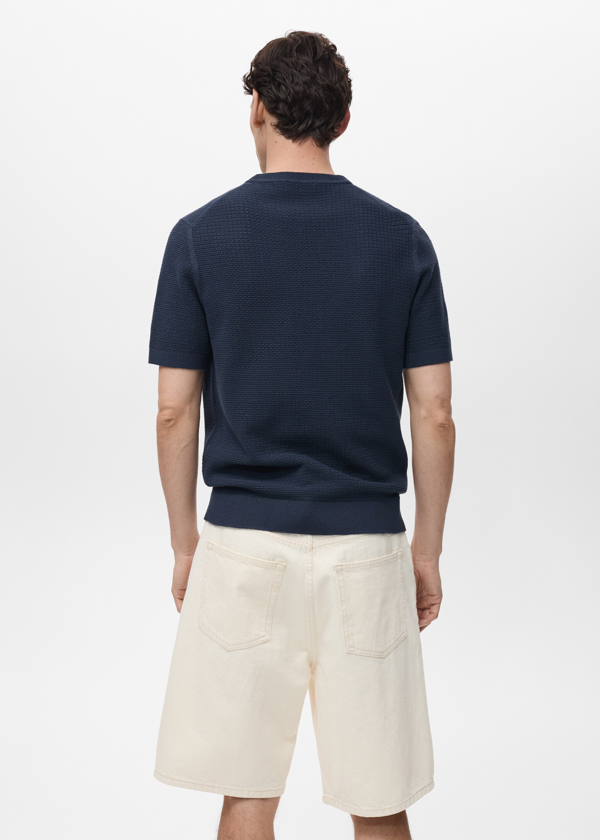 Samarreta cotó punt calat - Revers de l'article, Blau tinta. Ref: 87079211-00.