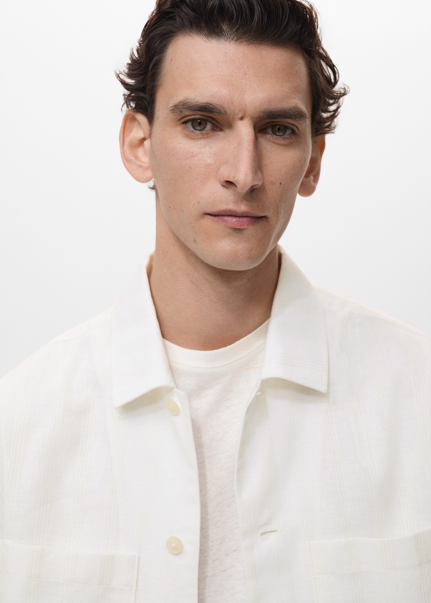 Linen-blend overshirt with pockets - Details of the article 1