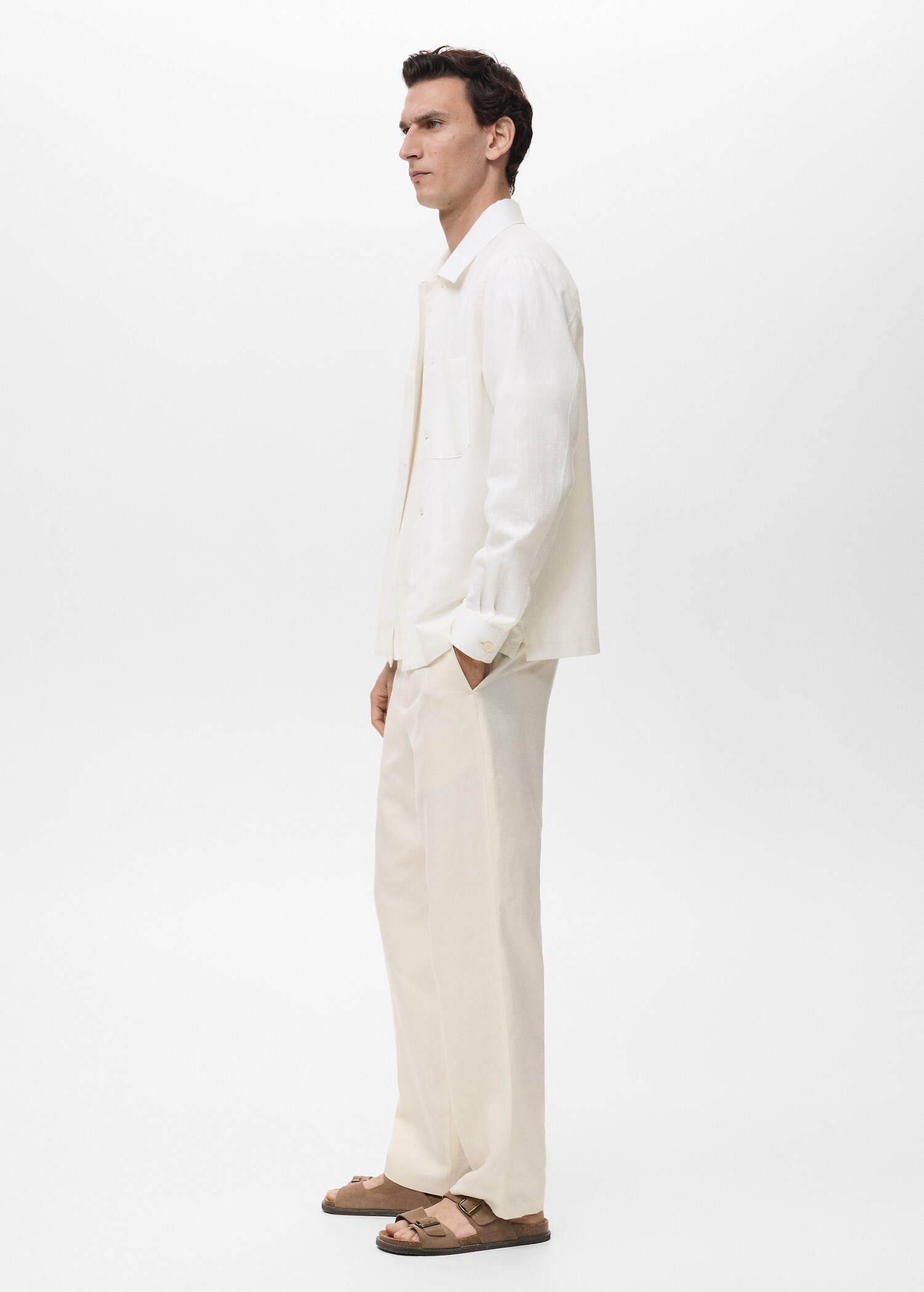 Linen-blend overshirt with pockets - Details of the article 2