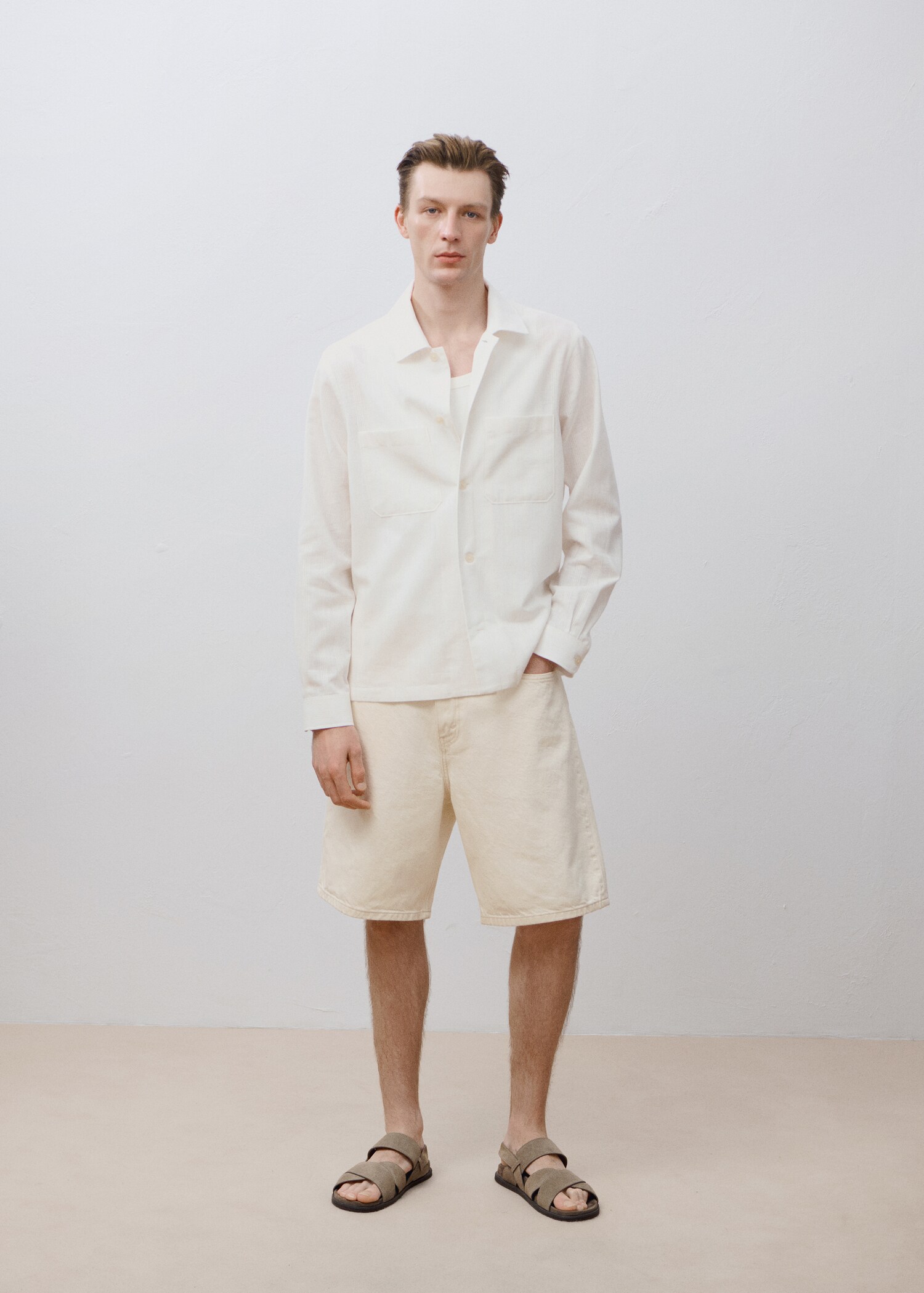 Linen-blend overshirt with pockets - Details of the article 5