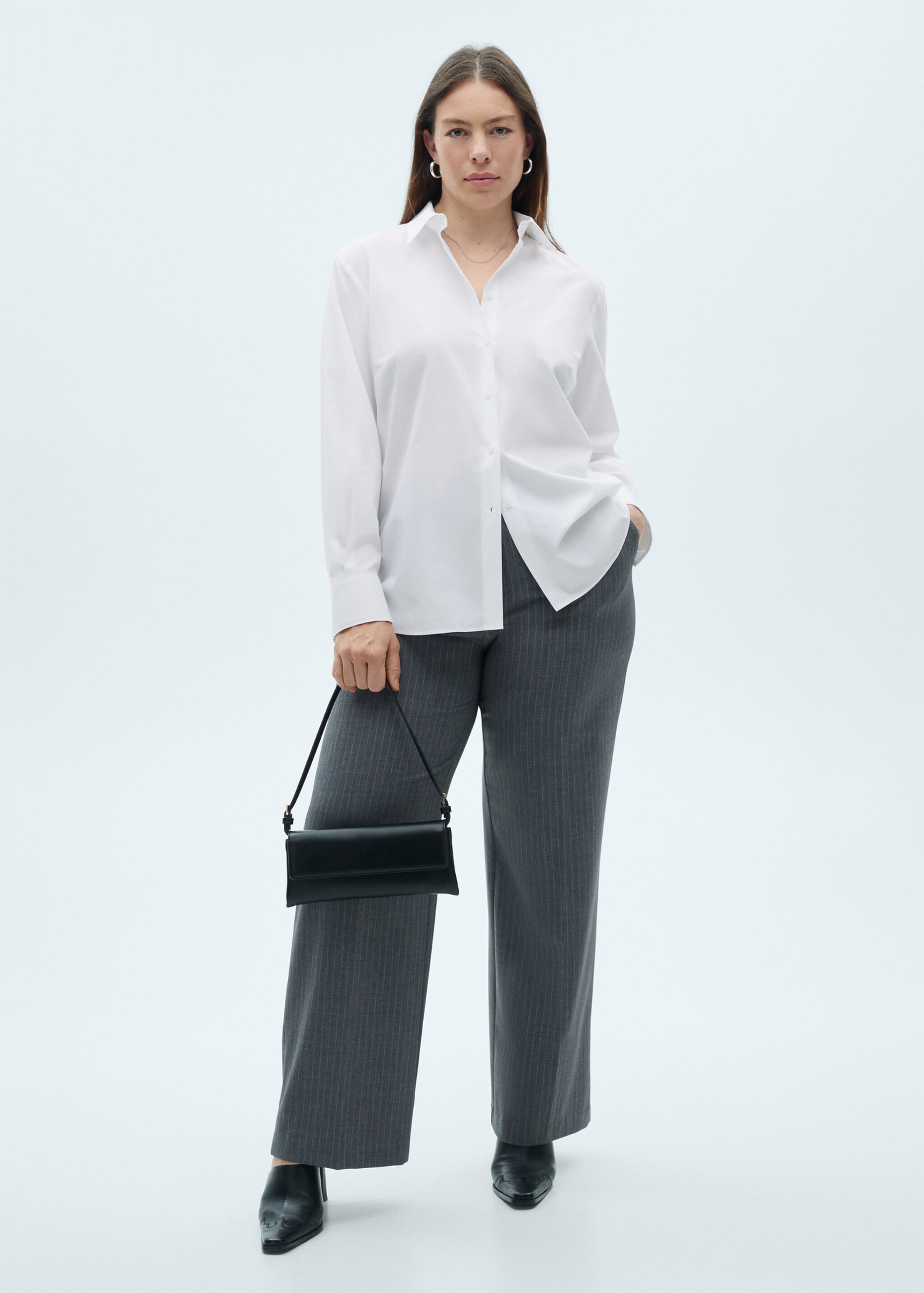 Chemise regular-fit coton et Lyocell mélangés - Détail de l'article 3, Blanc cassé. Ref: 87080413-00.