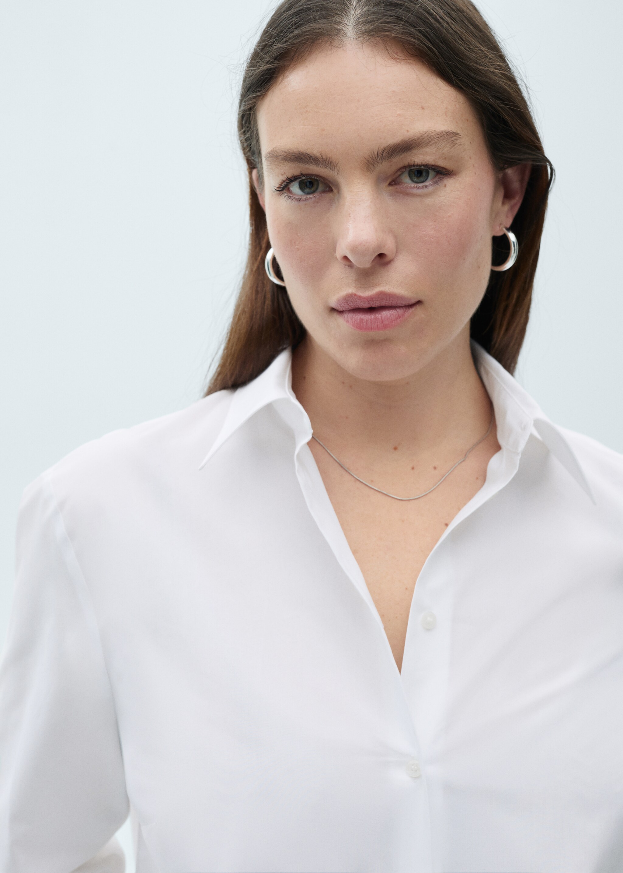 Chemise regular-fit coton et Lyocell mélangés - Détail de l'article 4, Blanc cassé. Ref: 87080413-00.