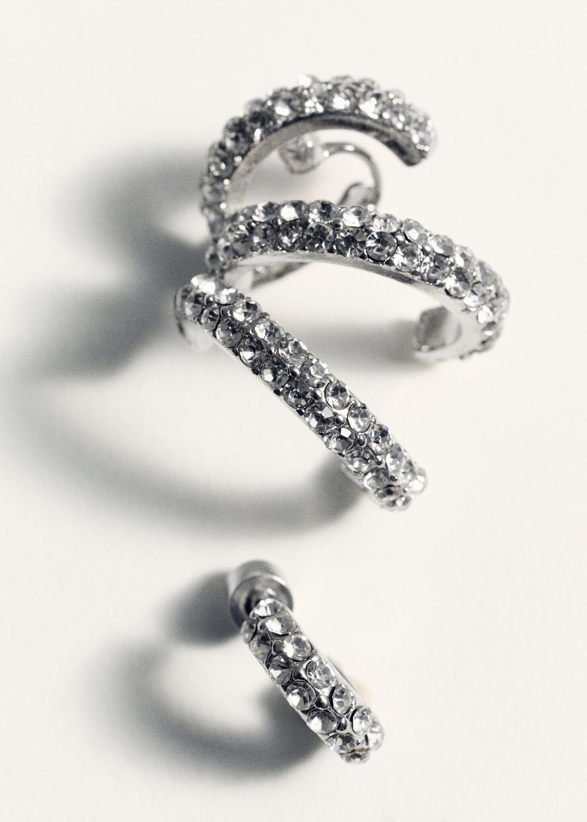 Souprava ear cuff se skleněnými kameny - Detail zboží 5, Stříbrná. Ref: 87080416-00.