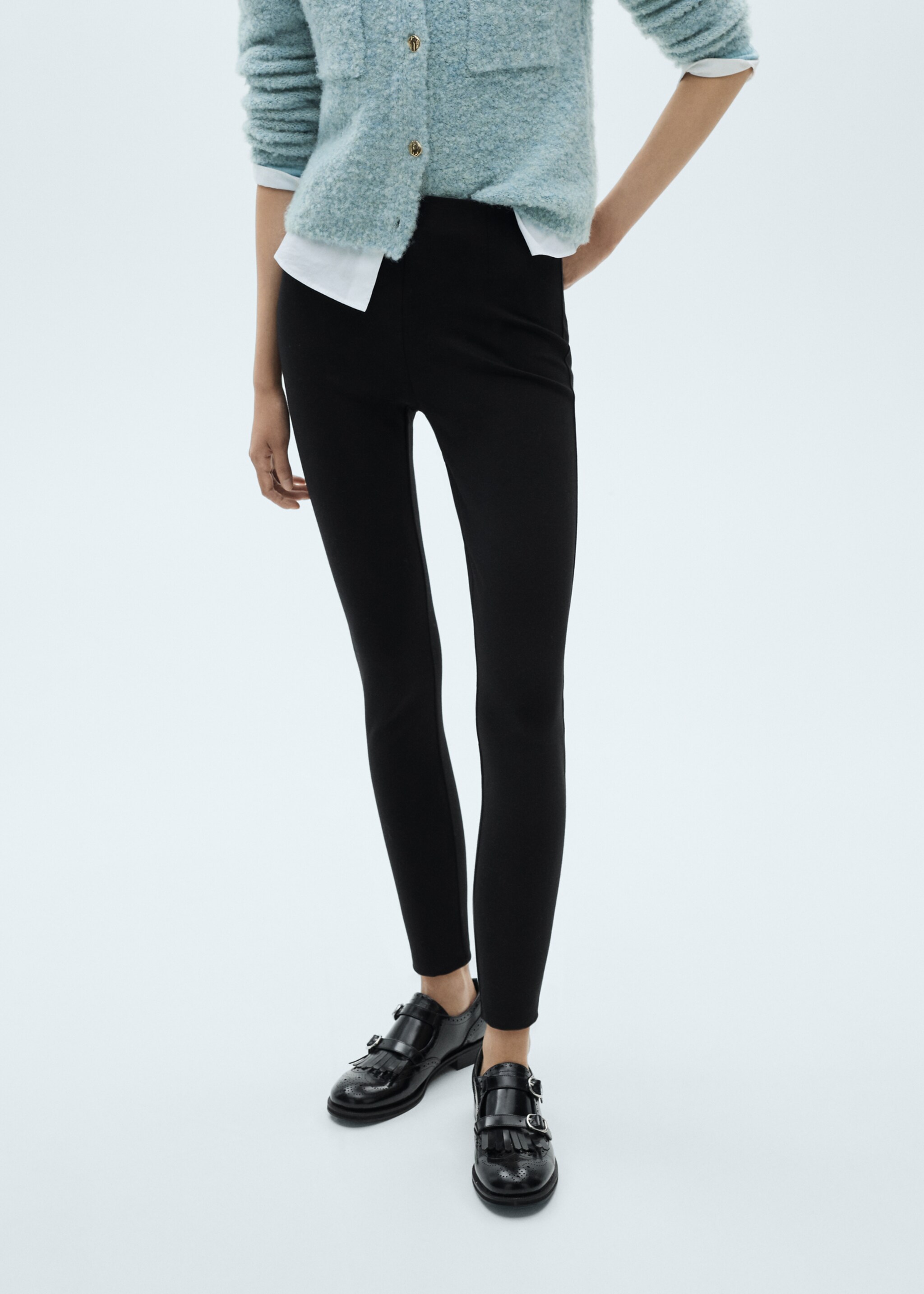 Mid-rise skinny leggings - Medium plane, Black. Ref: 87080422-00.