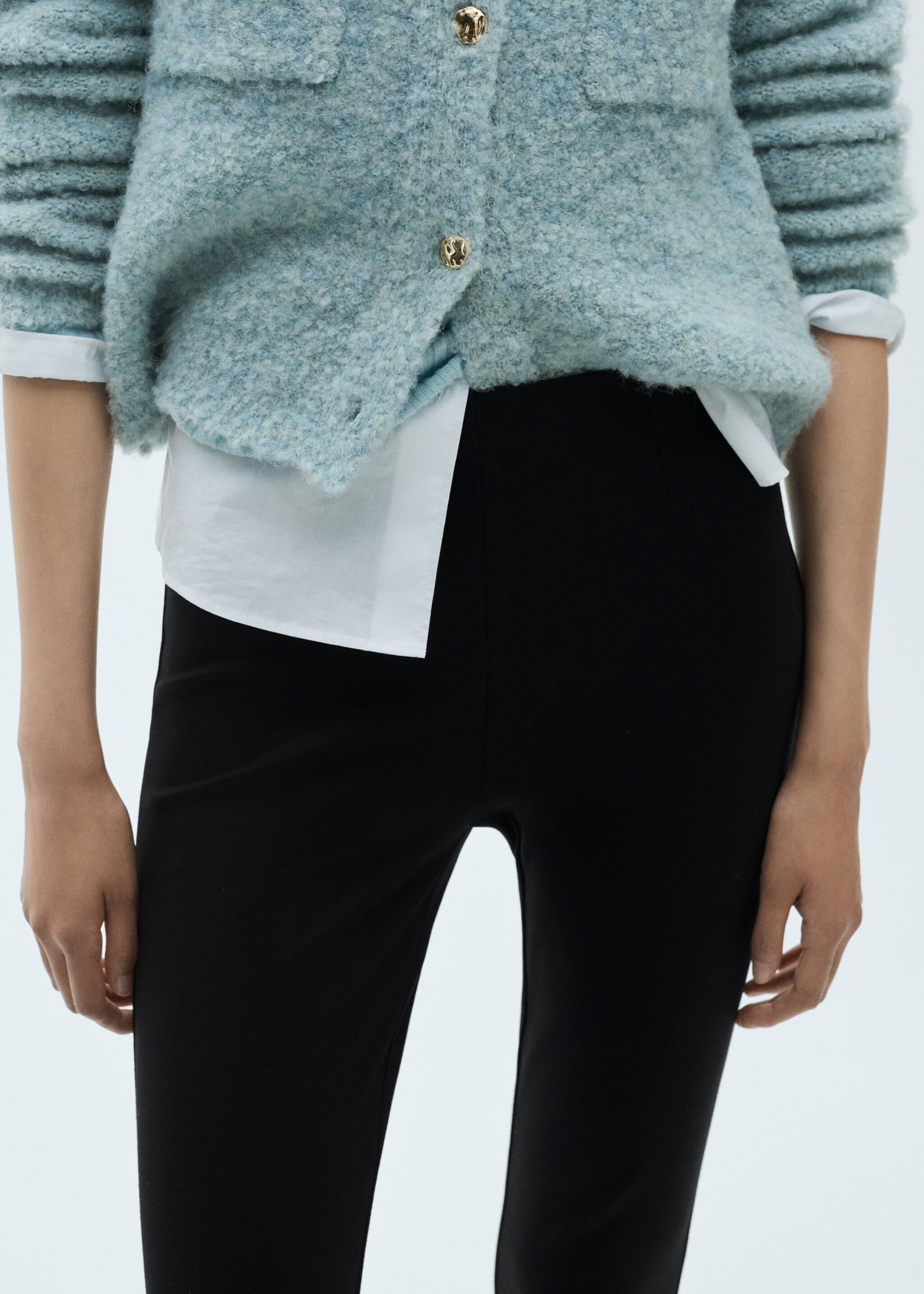 Mid-rise skinny leggings - Details of the article 1, Black. Ref: 87080422-00.