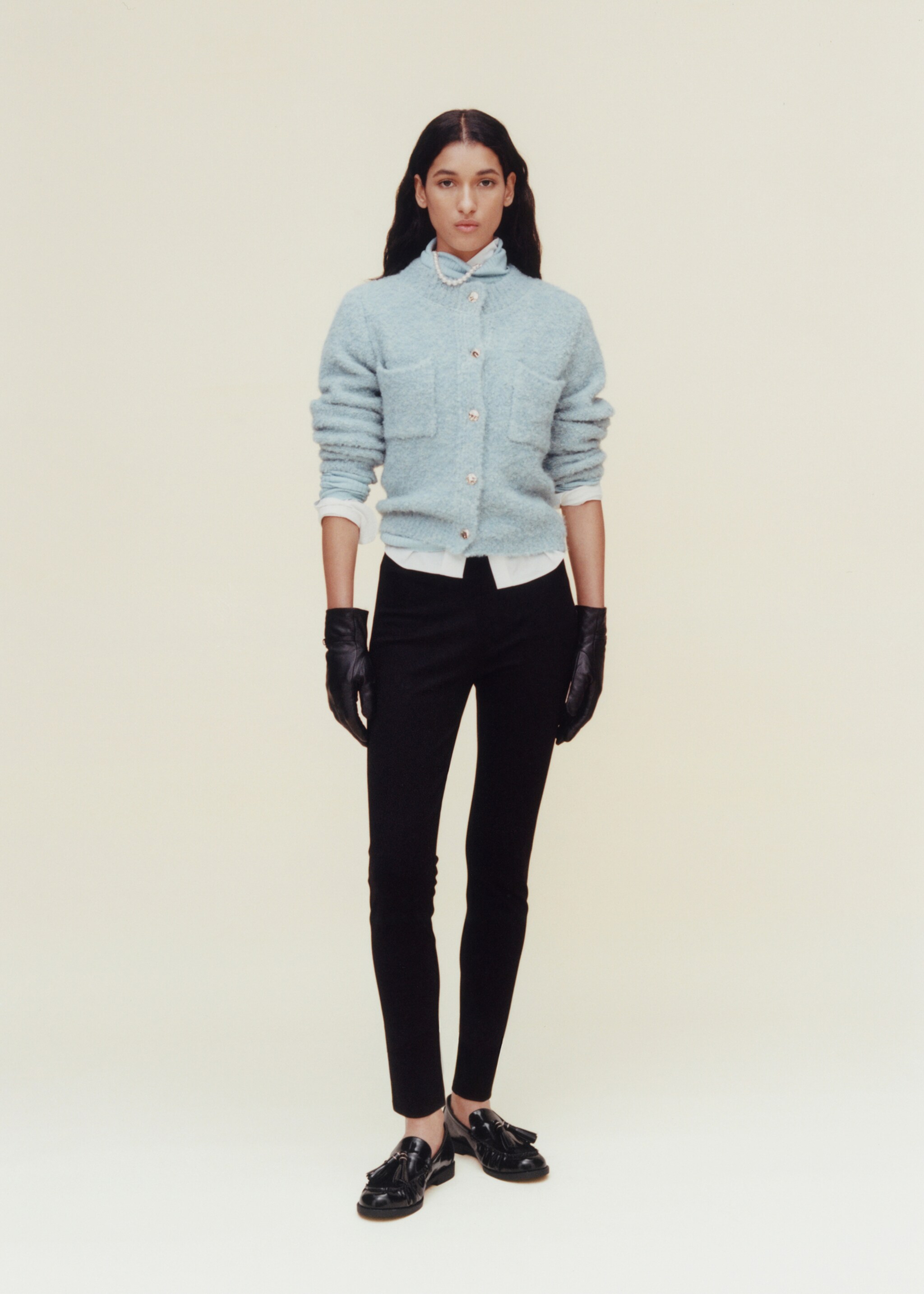 Mid-rise skinny leggings - Details of the article 6, Black. Ref: 87080422-00.