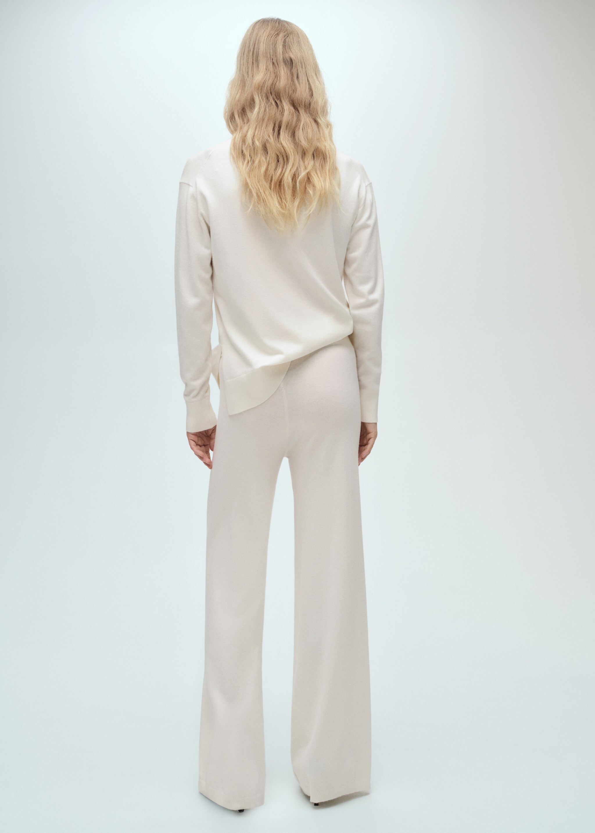 Fine-knit wide-leg trousers - Reverse of the article, Ecru. Ref: 87080425-00.