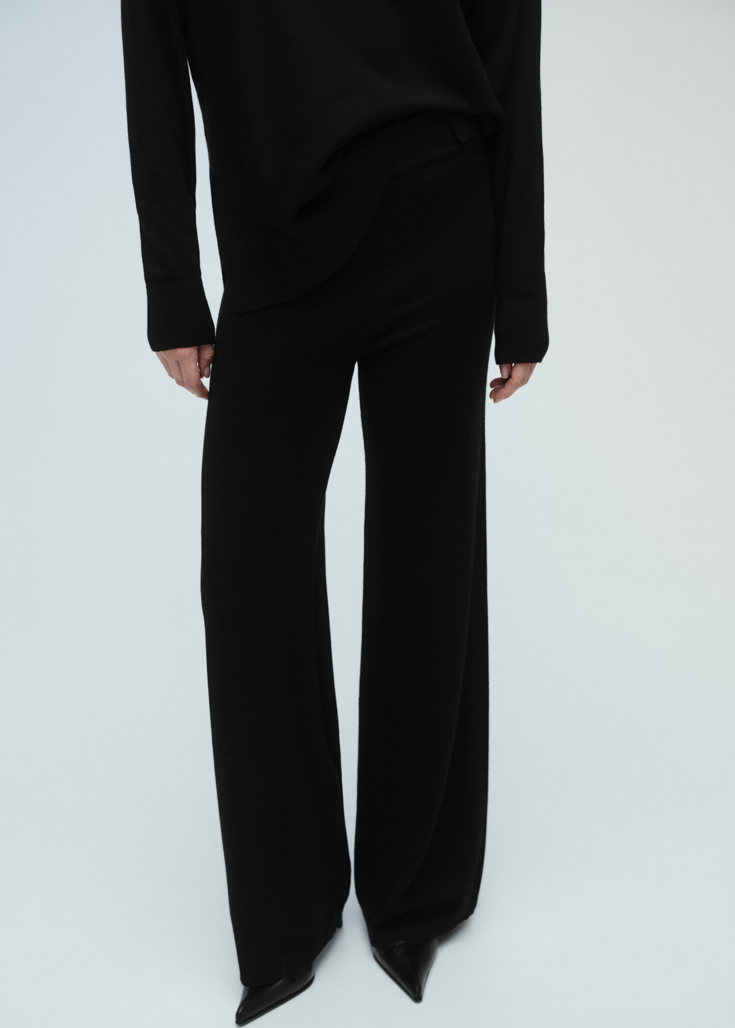 Fine-knit wide-leg trousers - Medium plane