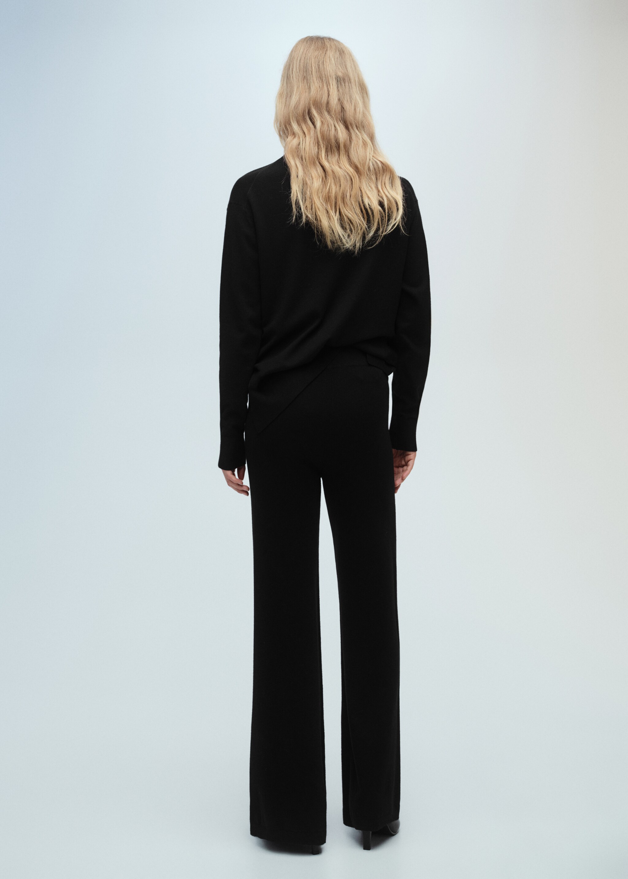 Fine-knit wide leg trousers - Reverse of the article, Black. Ref: 87080425-00.