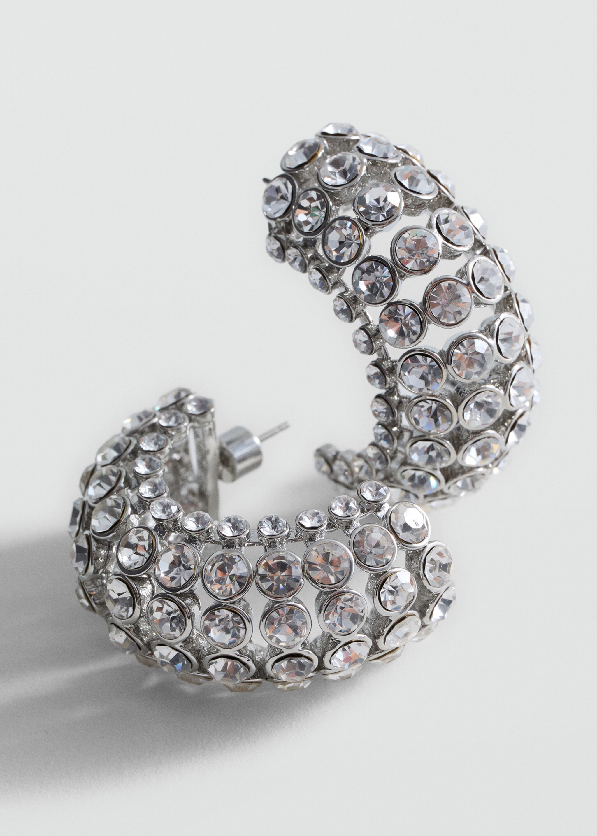 Semi-ring crystal earrings - Medium plane, Silver. Ref: 87080426-00.