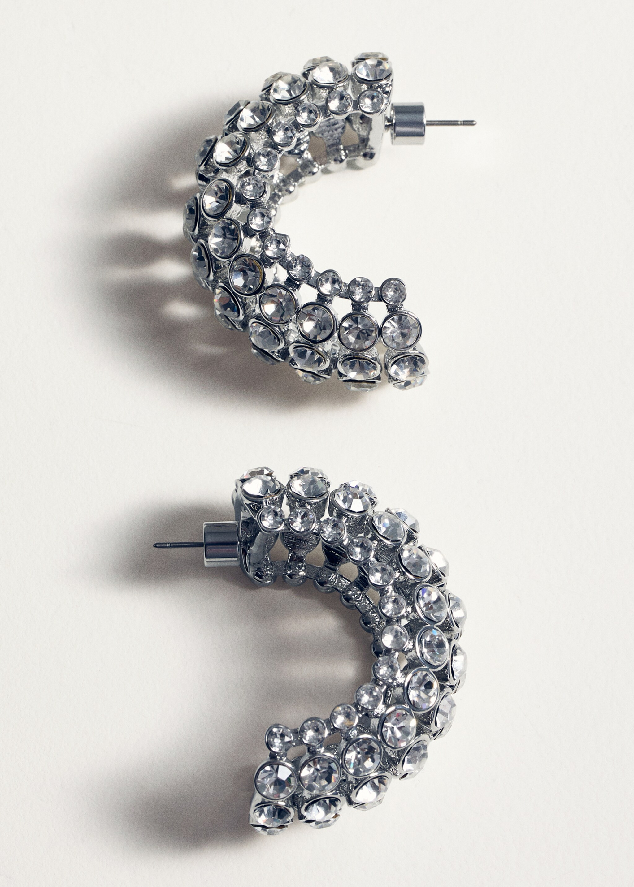 Semi-ring crystal earrings - Details of the article 5, Silver. Ref: 87080426-00.