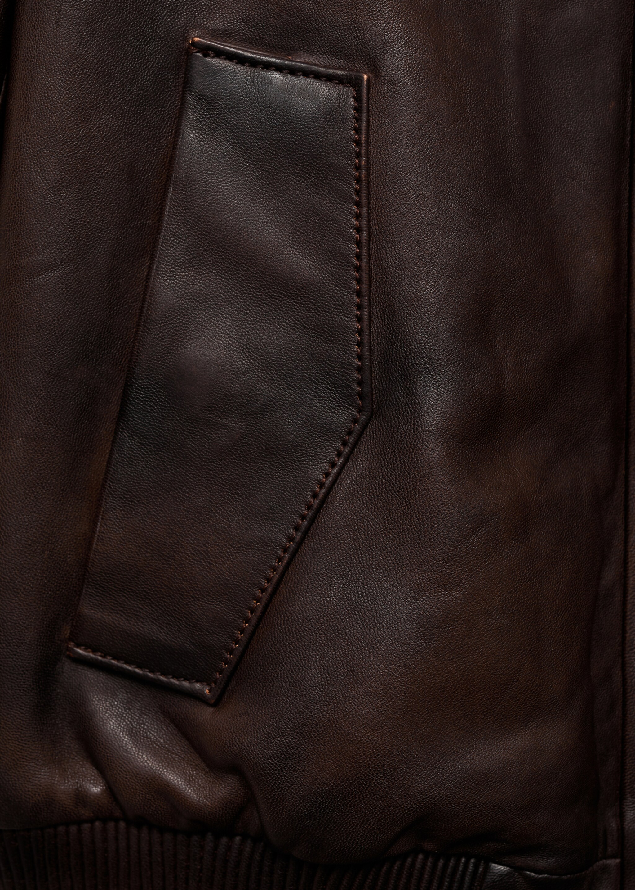 Leather bomber jacket - Details of the article 0, Brown. Ref: 87080440-00.