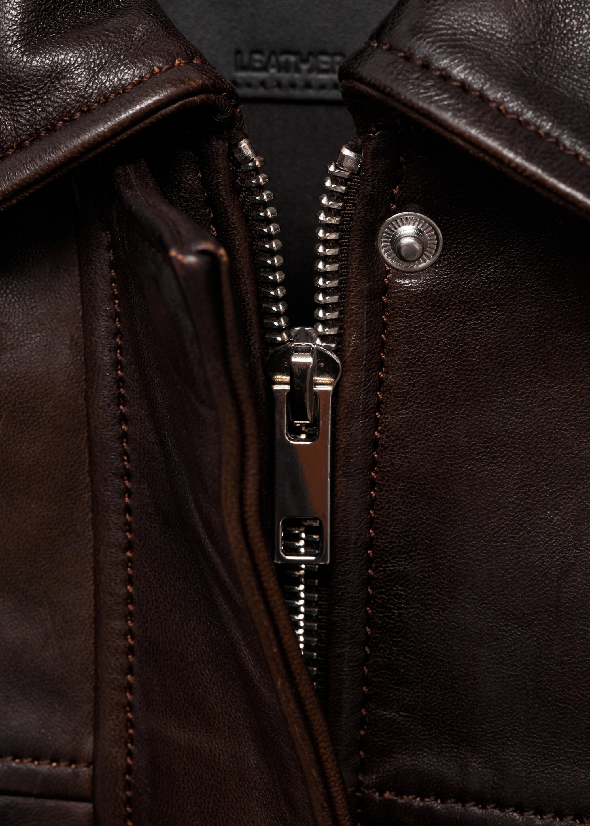 Leather bomber jacket - Details of the article 8, Brown. Ref: 87080440-00.