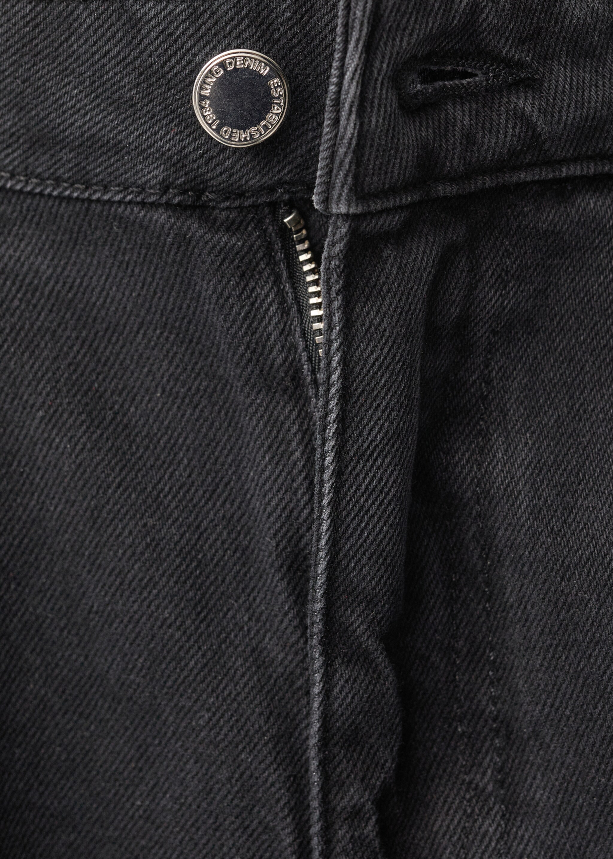 Wide-leg pleated jeans - Details of the article 0, Black denim. Ref: 87080446-00.