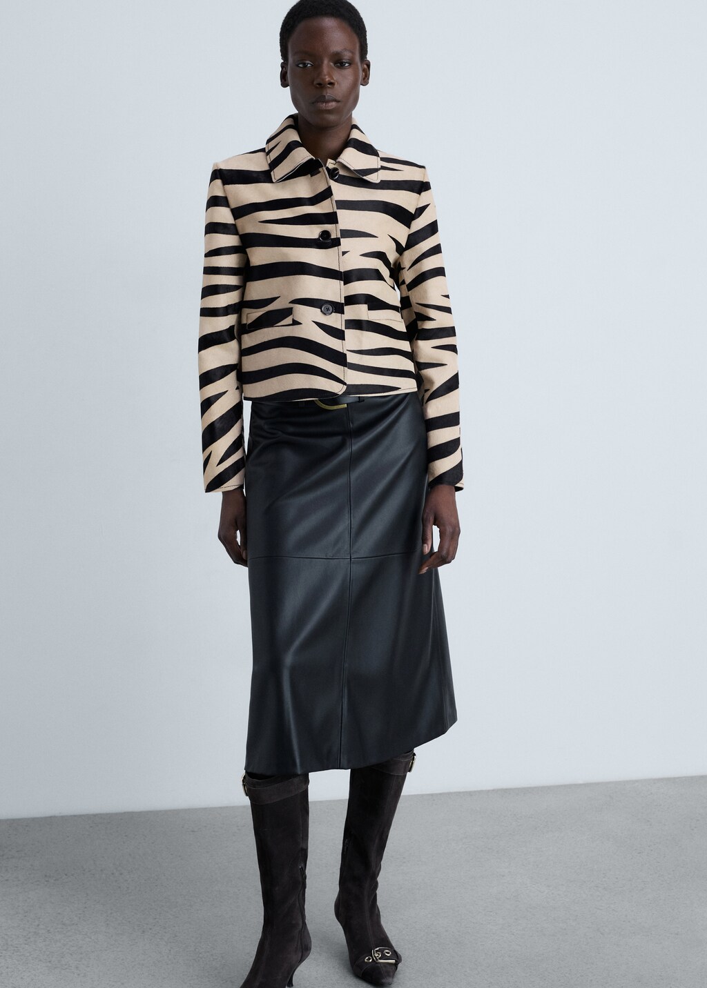 Zebra-print fur jacket - Women | MANGO OUTLET USA