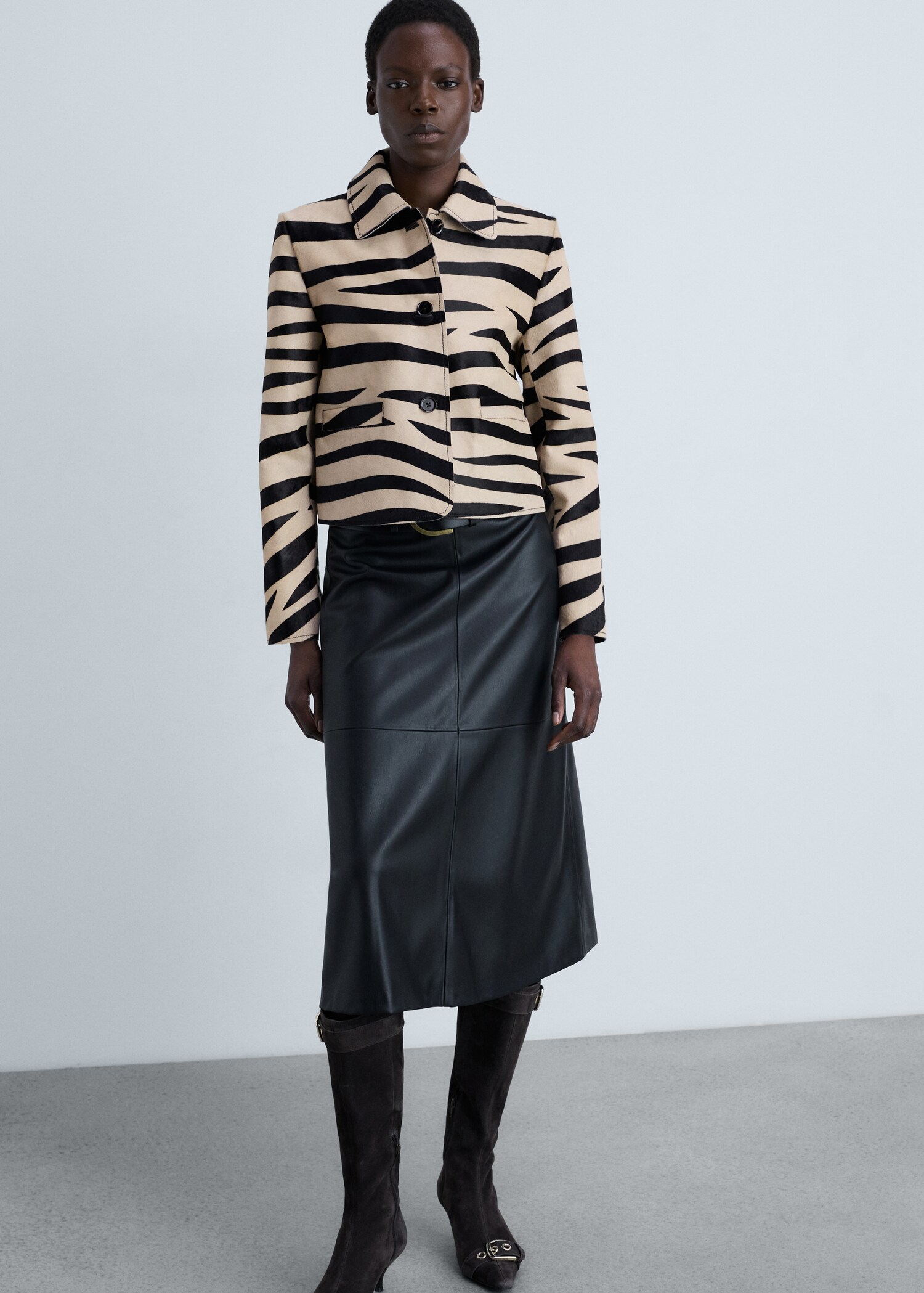 Veste cuir et imitation fourrure zébrée - Détail de l'article 2