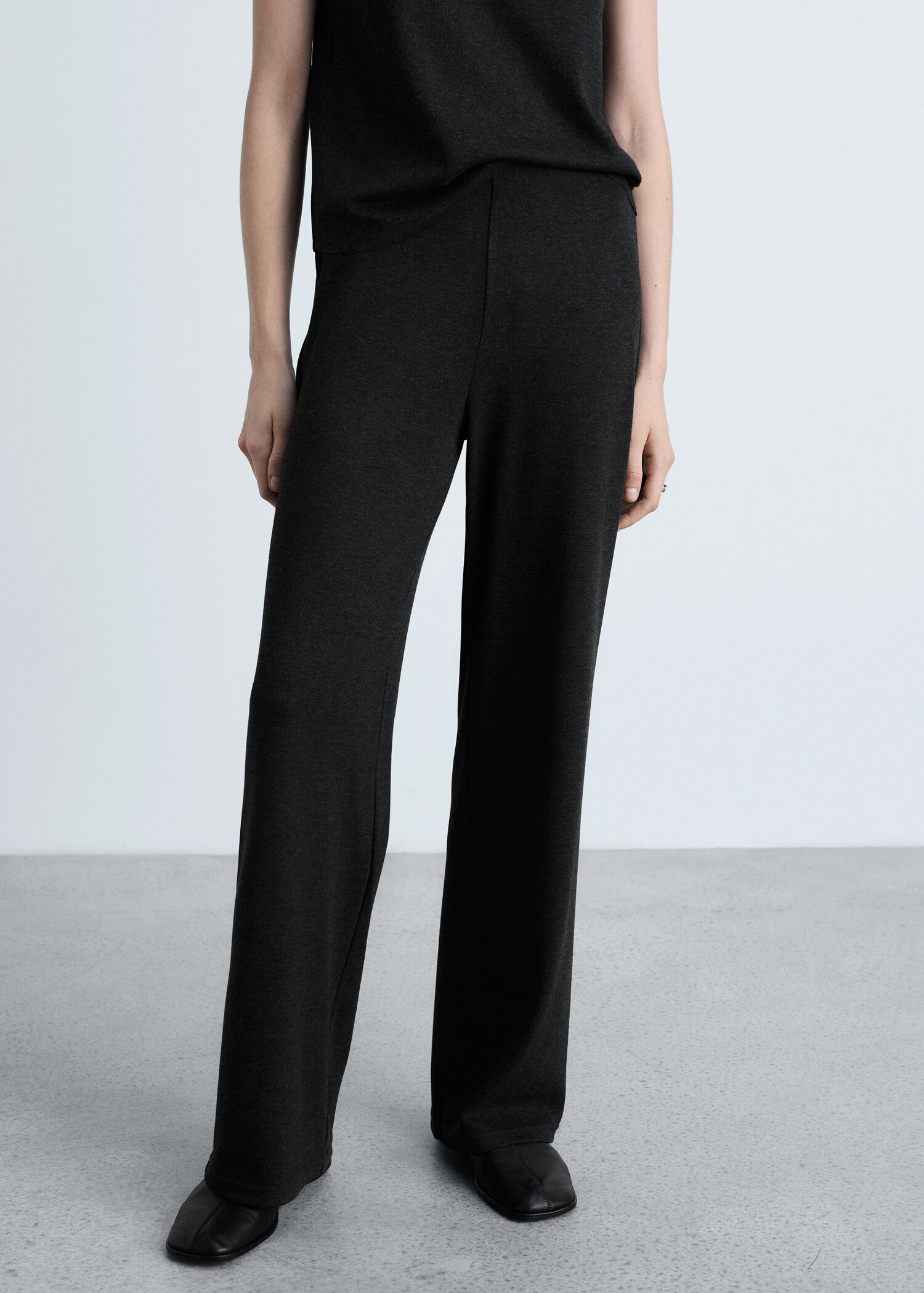 Fine-knit wide-leg trousers - Medium plane