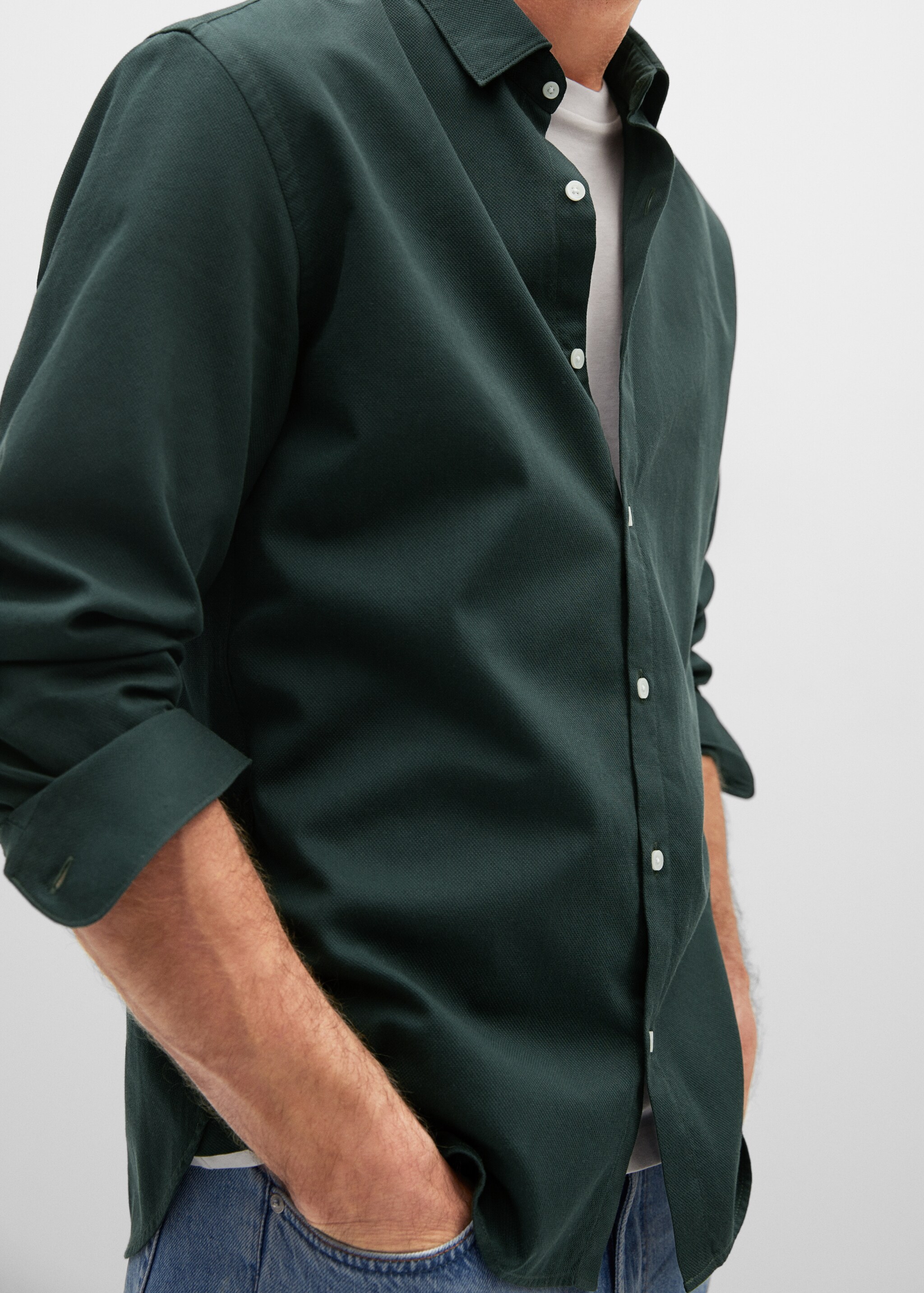 Bavlněná košile slim fit se strukturou - Detail zboží 1