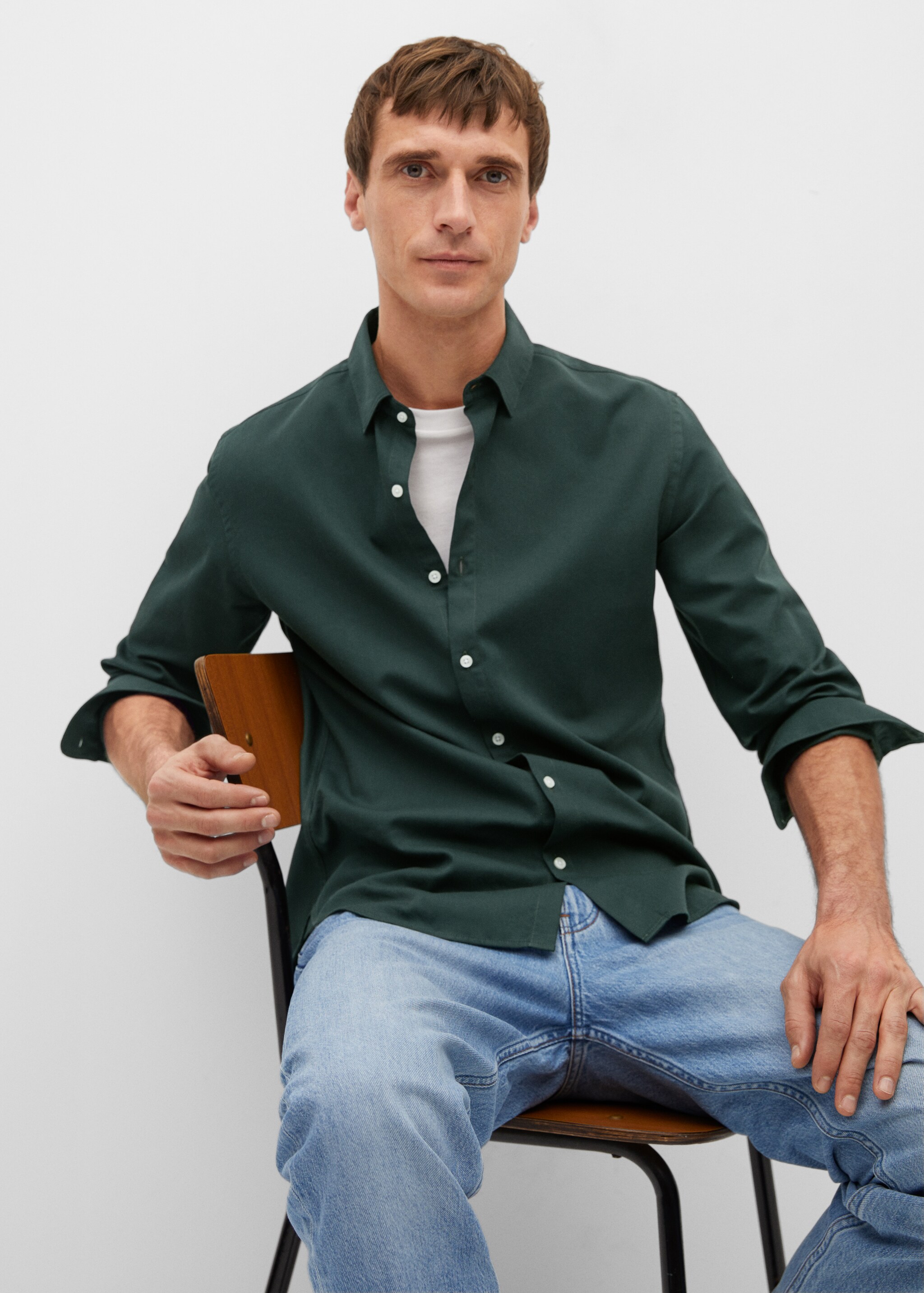 Bavlněná košile slim fit se strukturou - Detail zboží 3