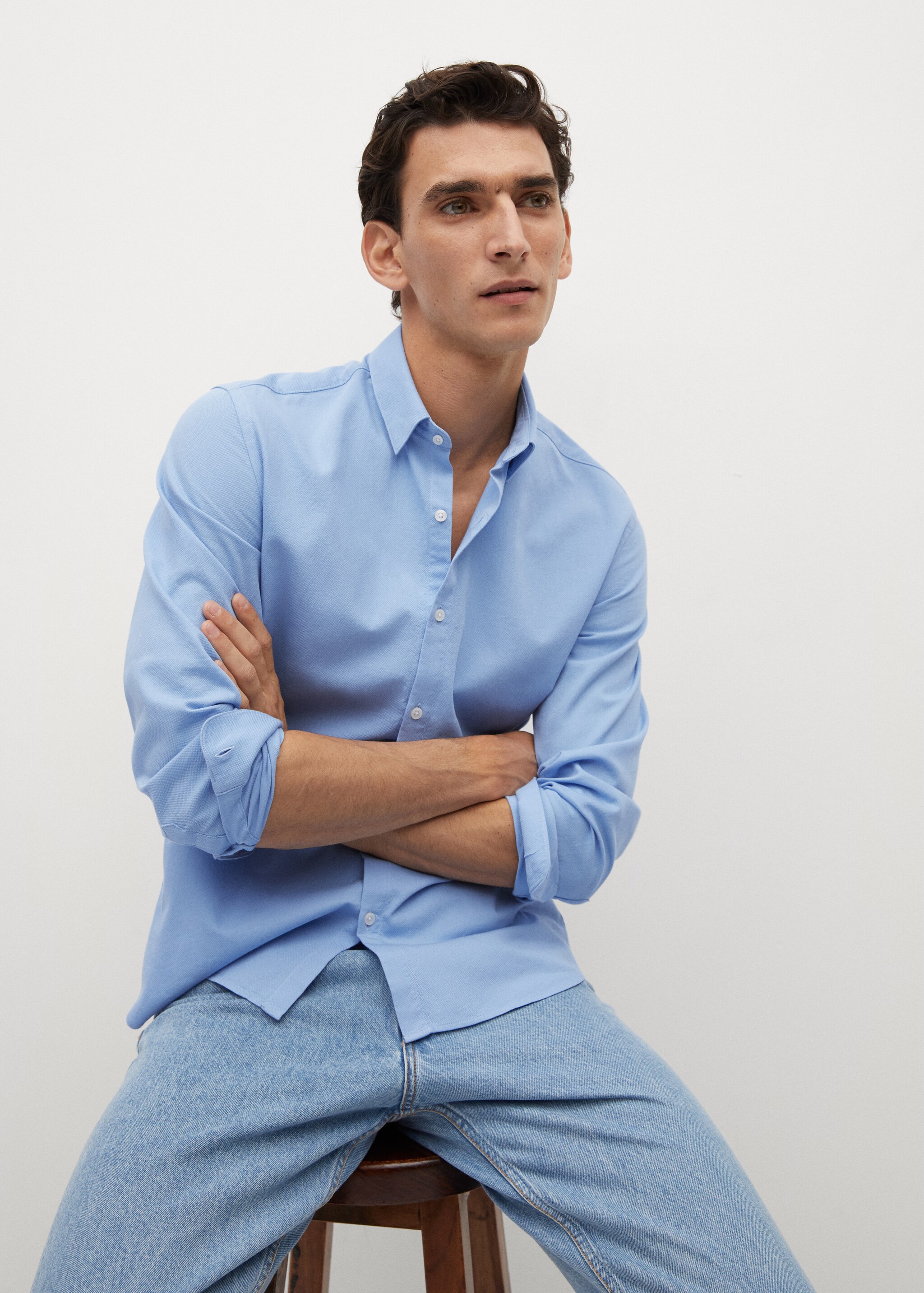 Bavlněná košile slim fit se strukturou - Detail zboží 3