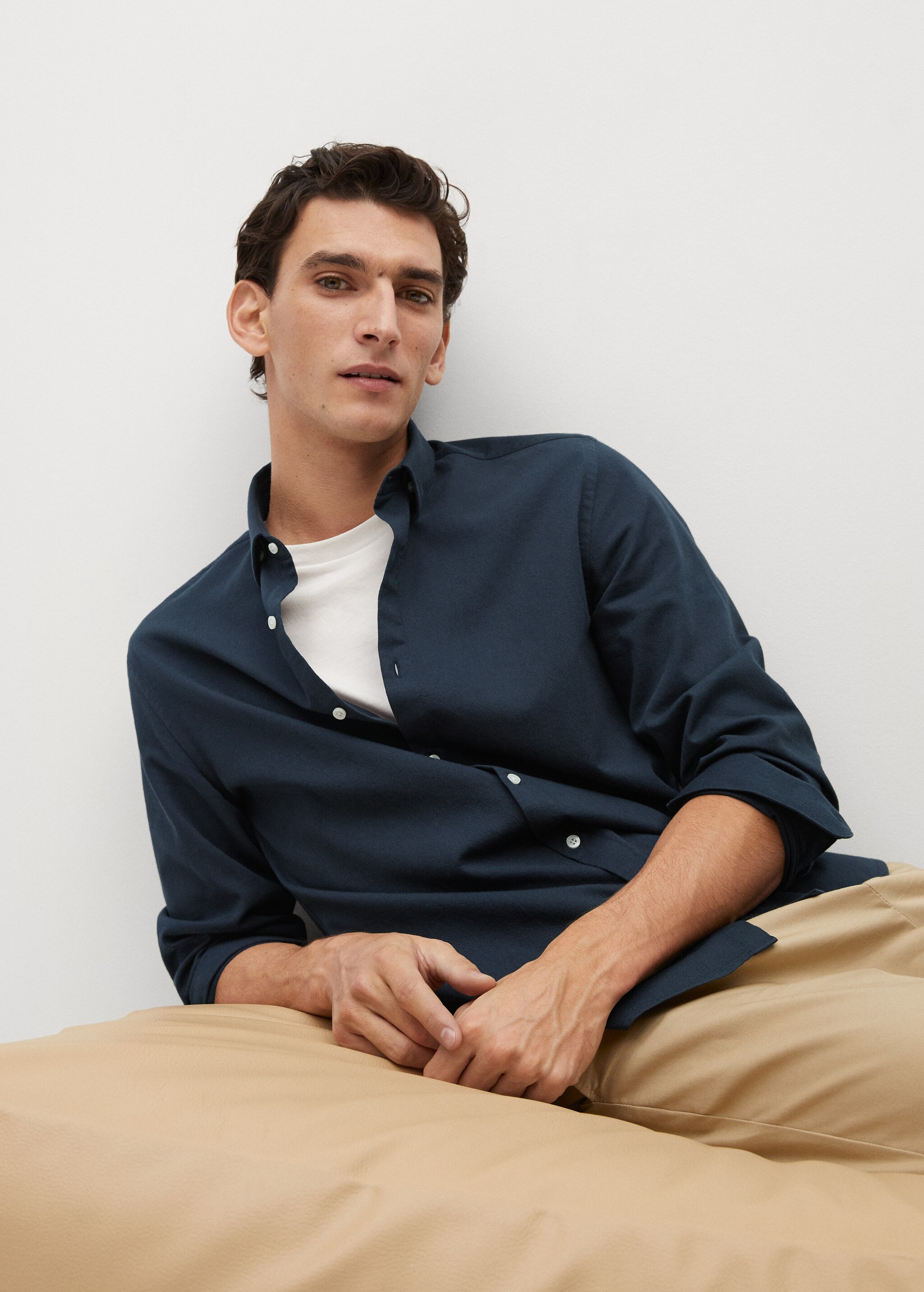 Bavlněná košile slim fit se strukturou - Detail zboží 2
