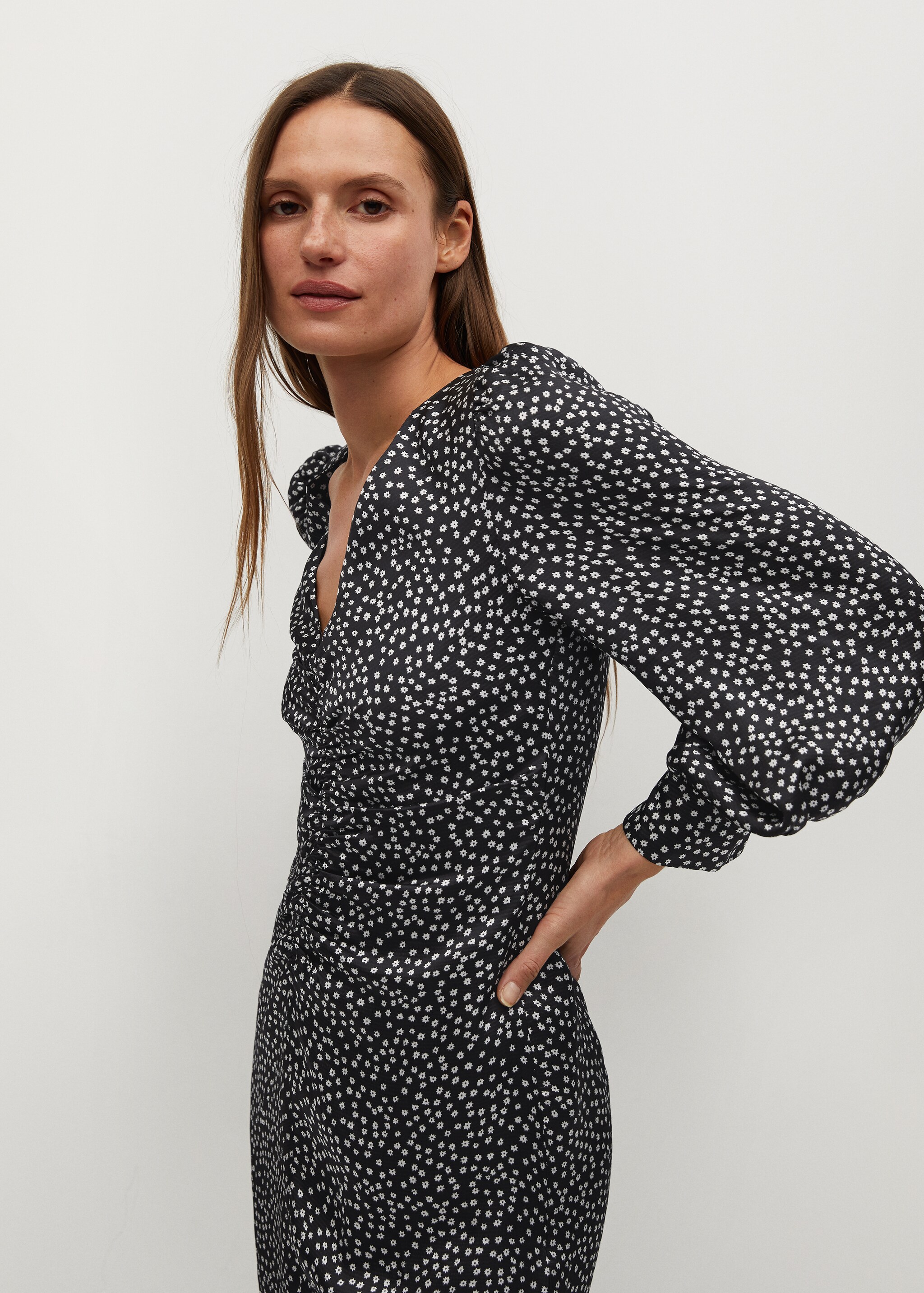 Vestido drapeado estampado - Detalle del artículo 1