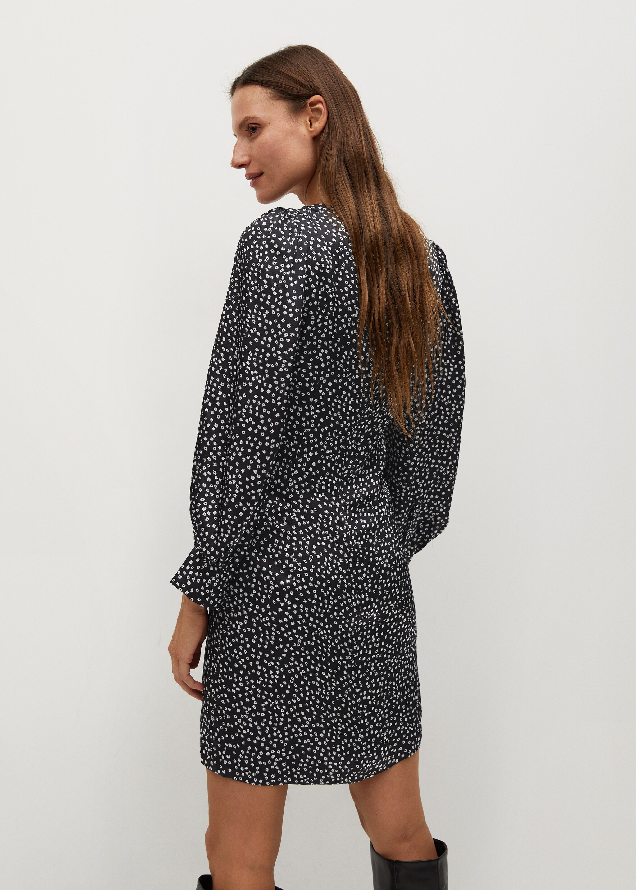 Vestido drapeado estampado - Reverso del artículo