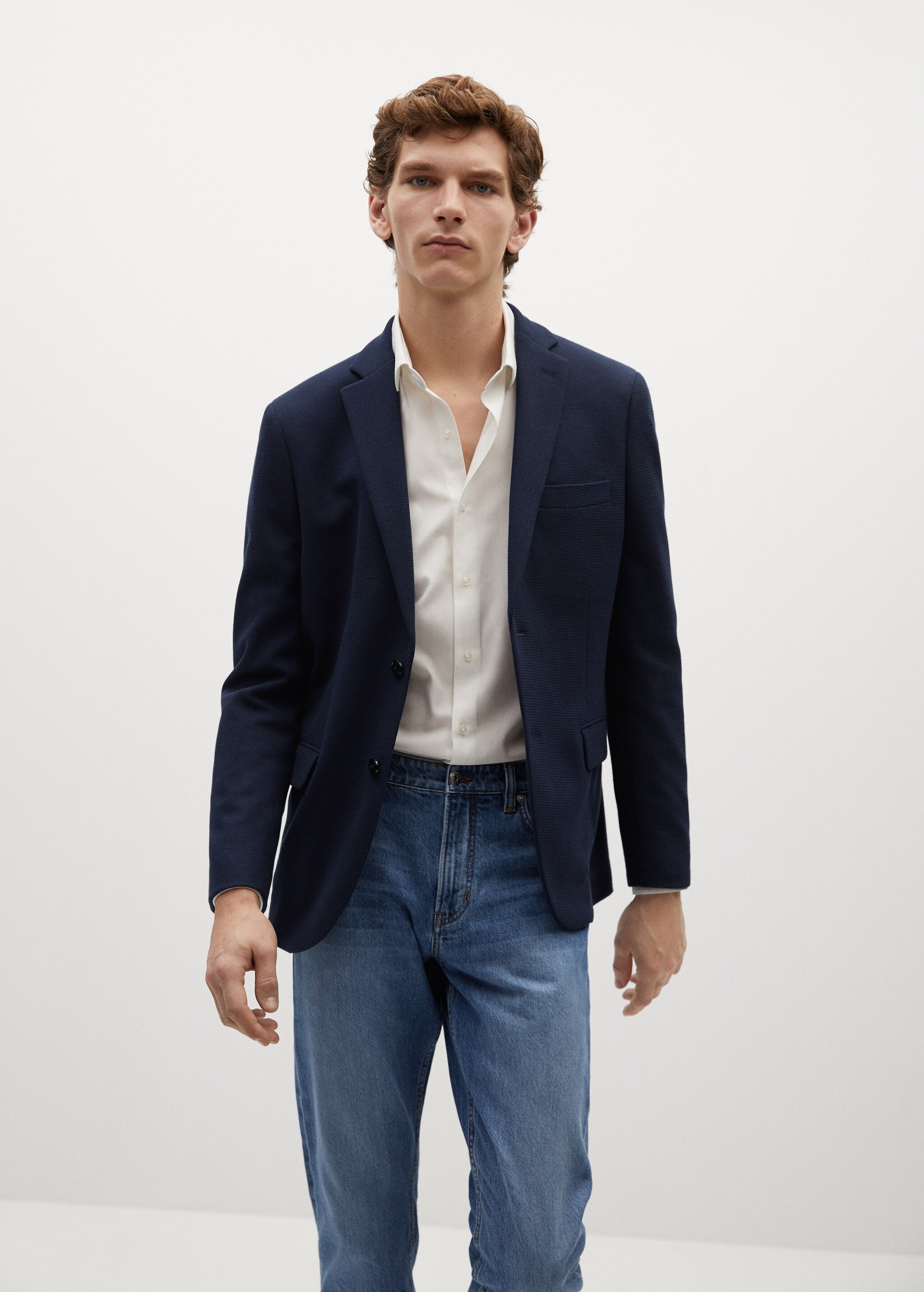 Sako slim fit se strukturou - Náhled ve středové rovině