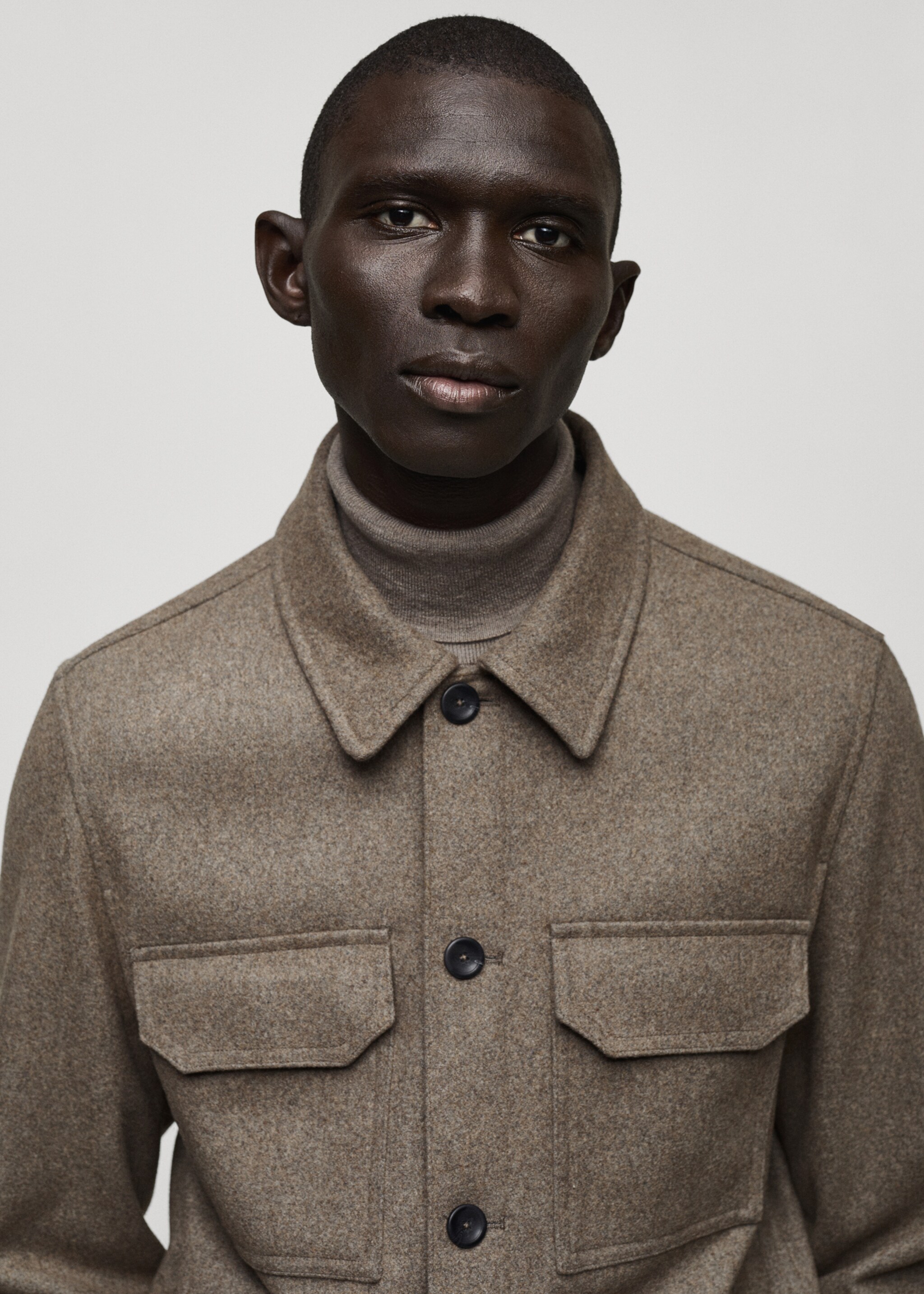 Surchemise laine mélangée flanelle - Détail de l'article 1, Marron moyen. Ref: 87080574-00.