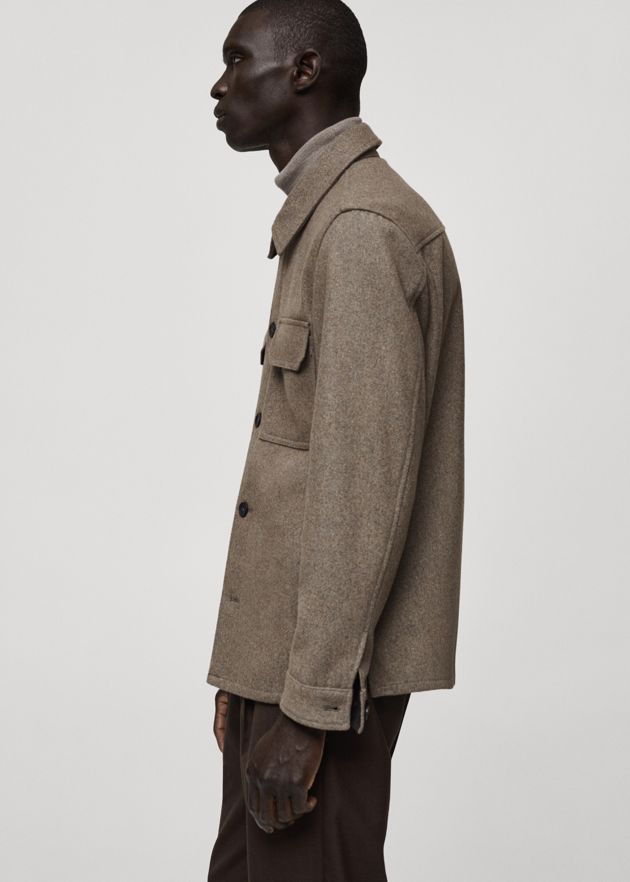 Surchemise laine mélangée flanelle - Détail de l'article 2, Marron moyen. Ref: 87080574-00.