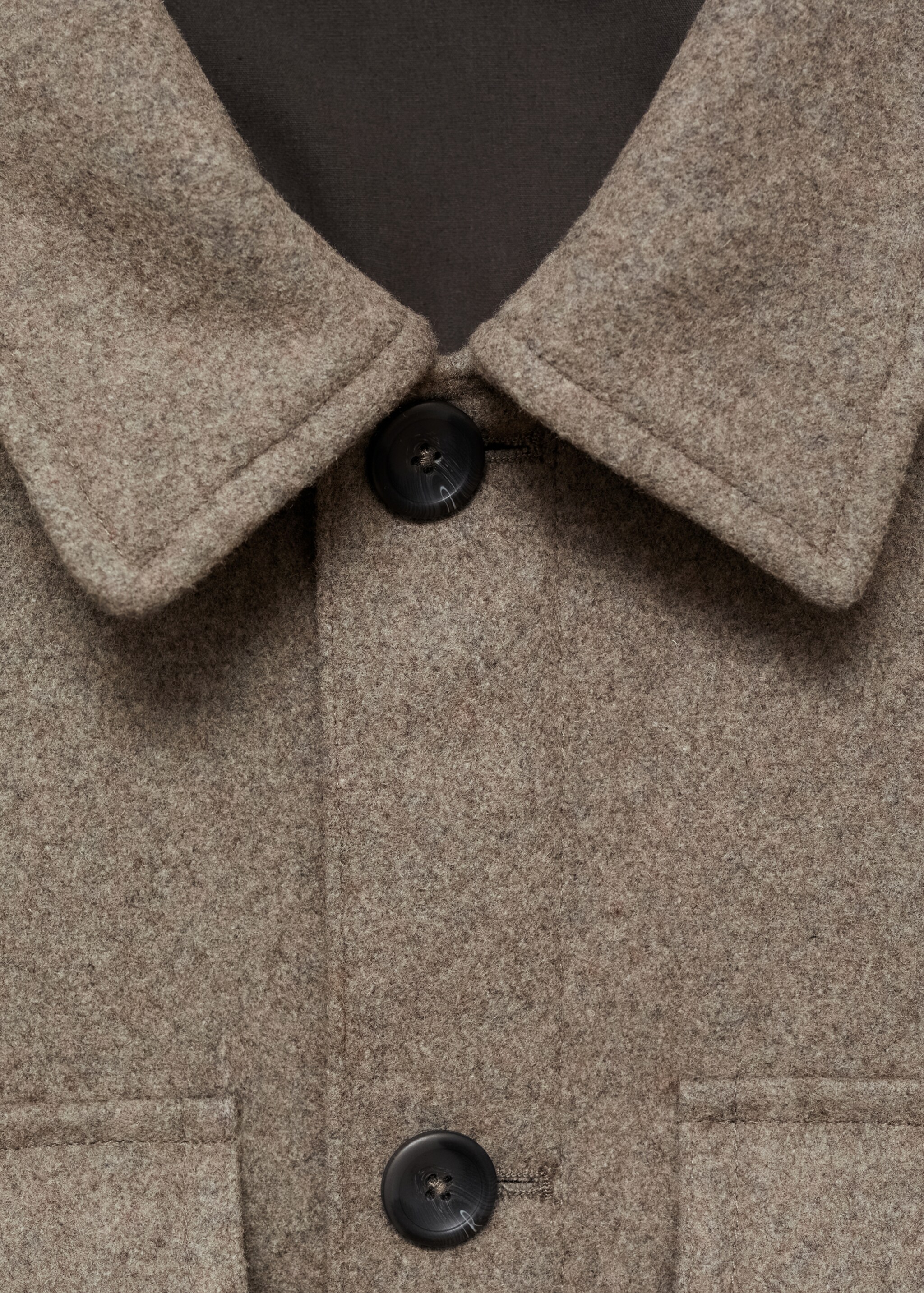 Surchemise laine mélangée flanelle - Détail de l'article 8, Marron moyen. Ref: 87080574-00.
