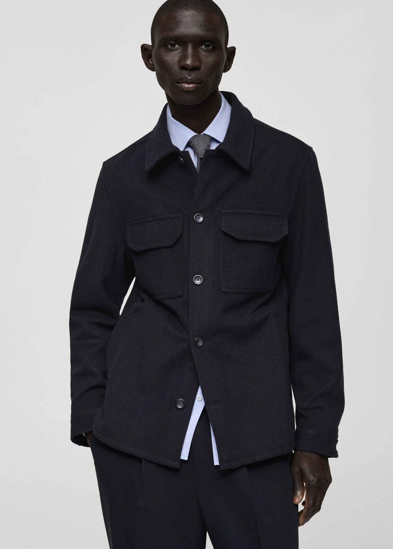 Surchemise laine mélangée flanelle - Plan moyen