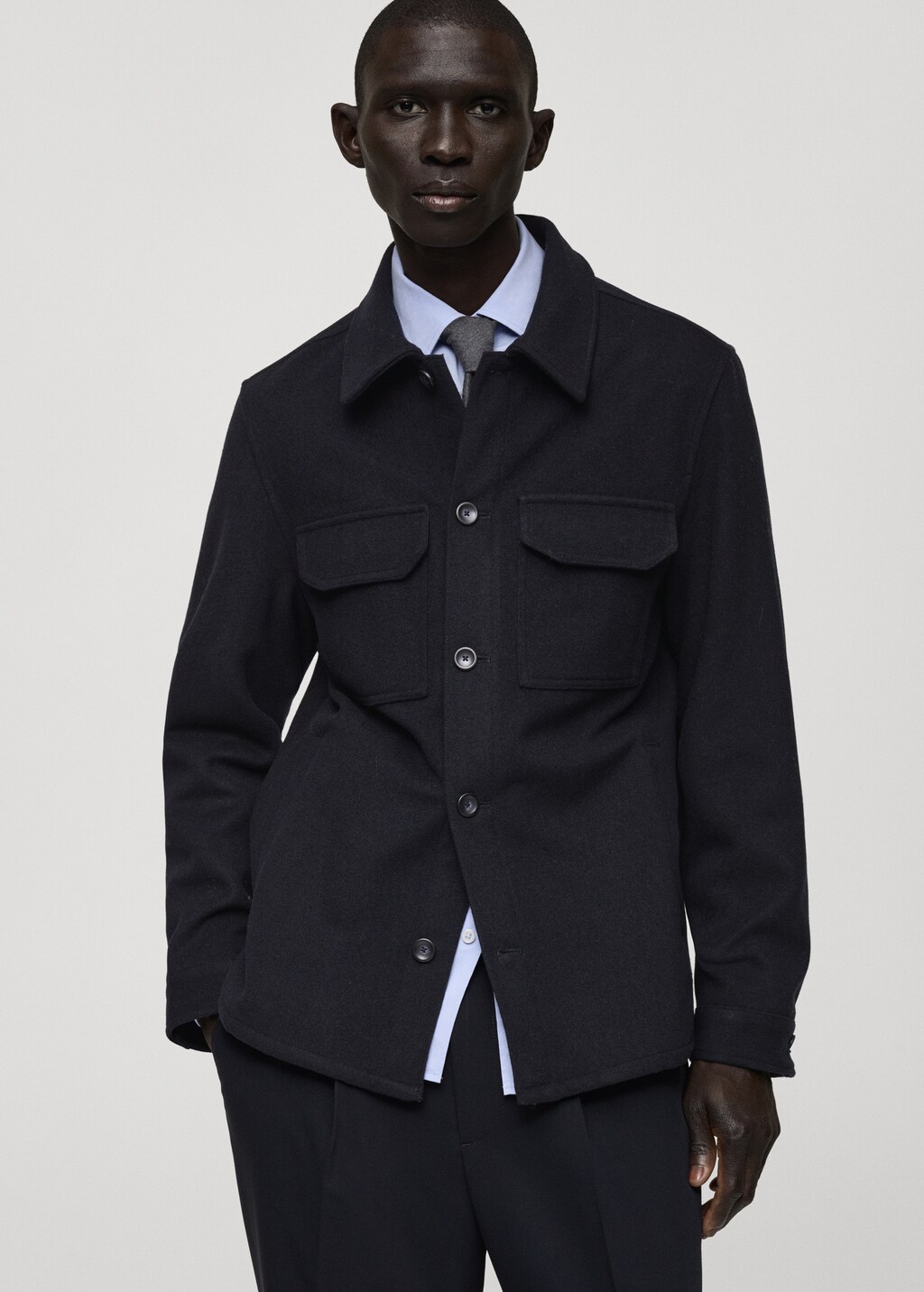 Svrchní košile ze směsi vlny a flanelu | MANGO OUTLET Czech Republic