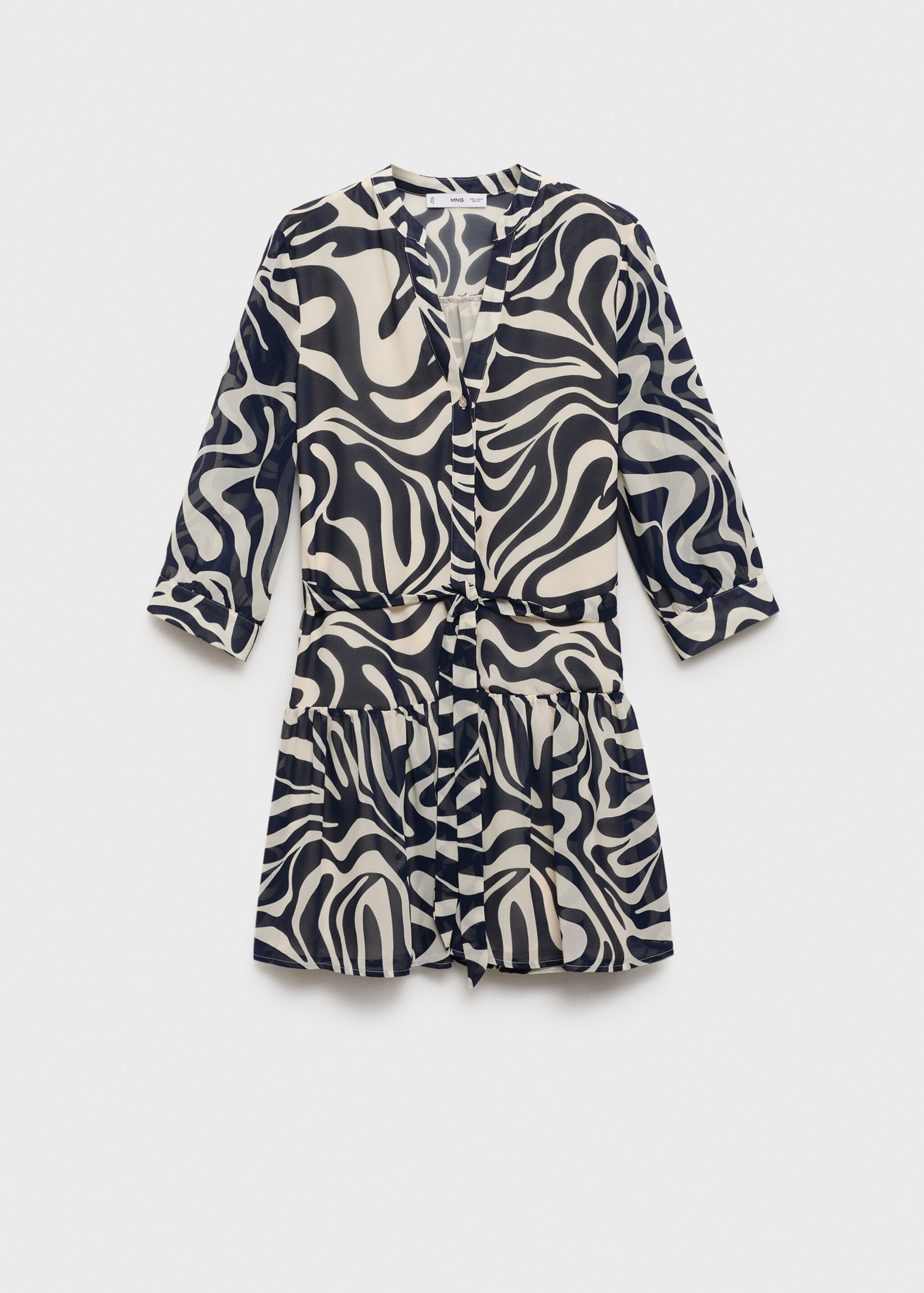 Bedrucktes Rüschenkleid - Artikel ohne Model, Dunkles Marineblau. Ref: 87080576-00.