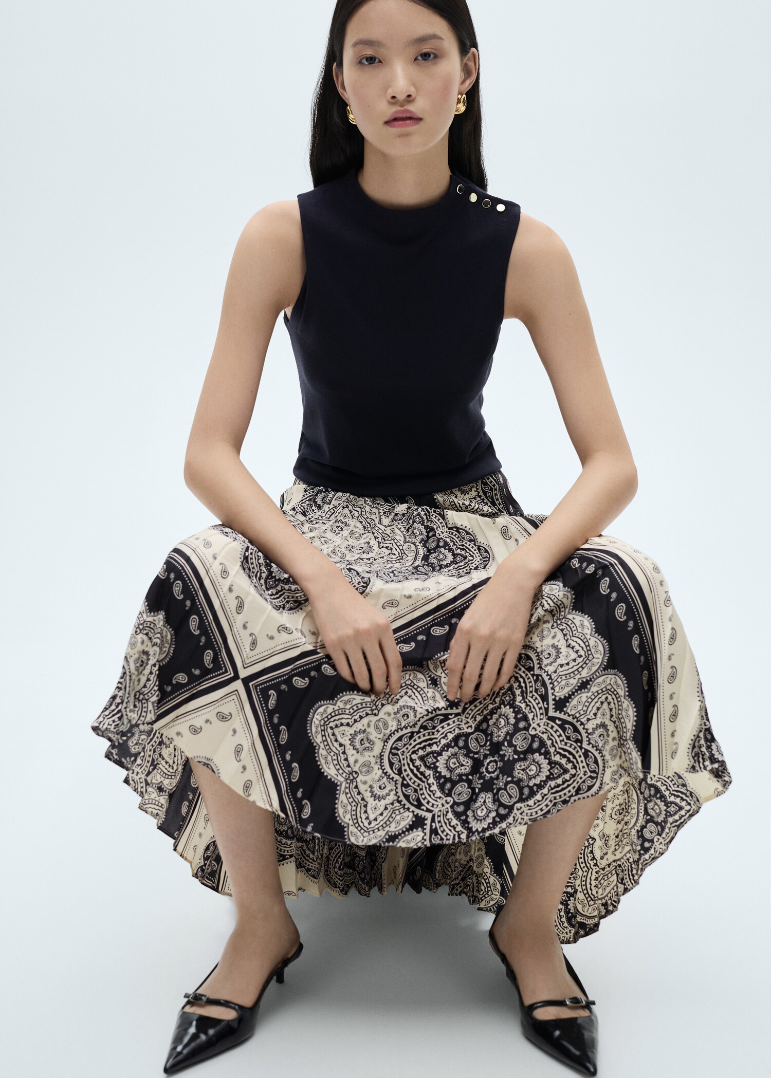 Paisley-print pleated skirt - Details of the article 2